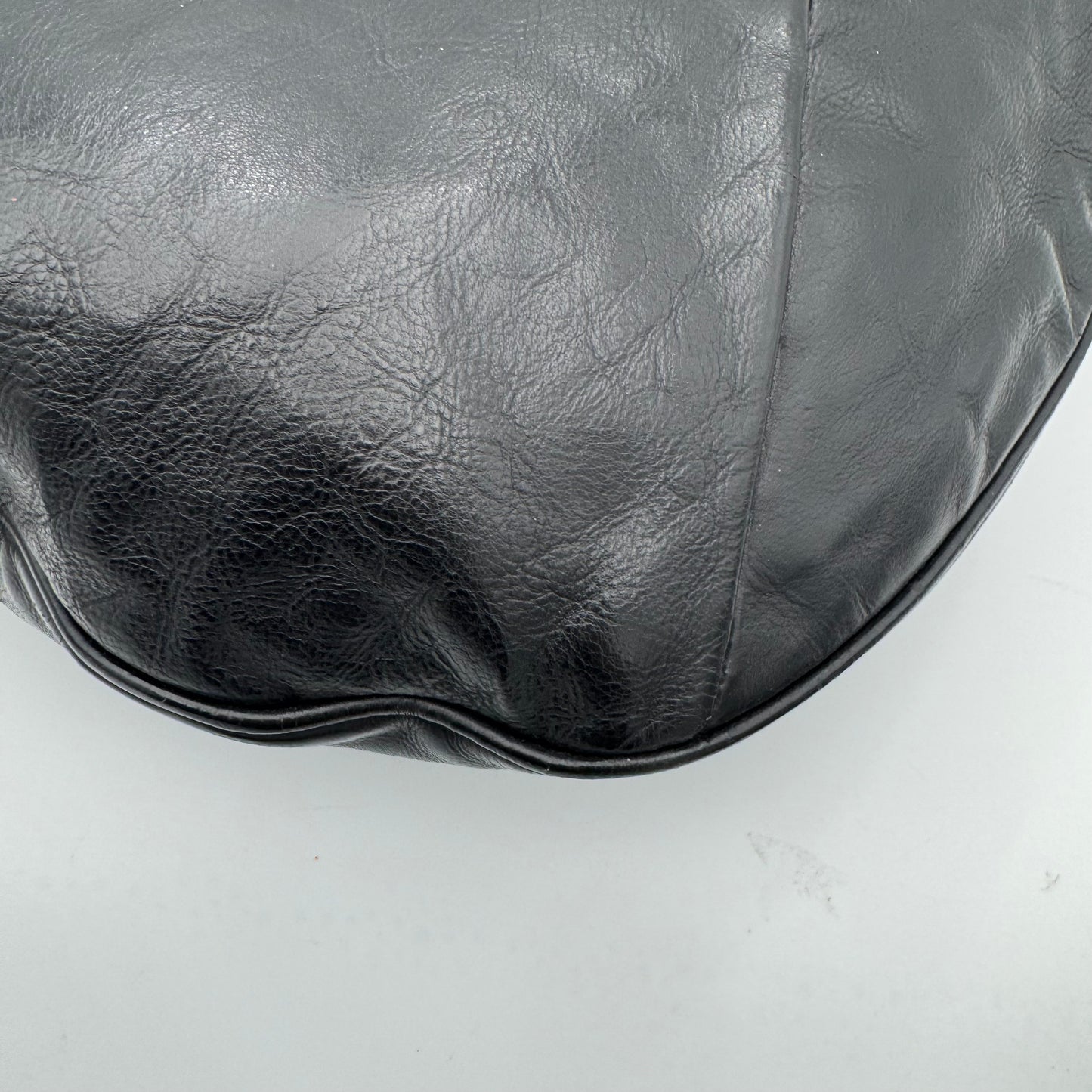 YSL Black Leather Mombasa Hobo Bag