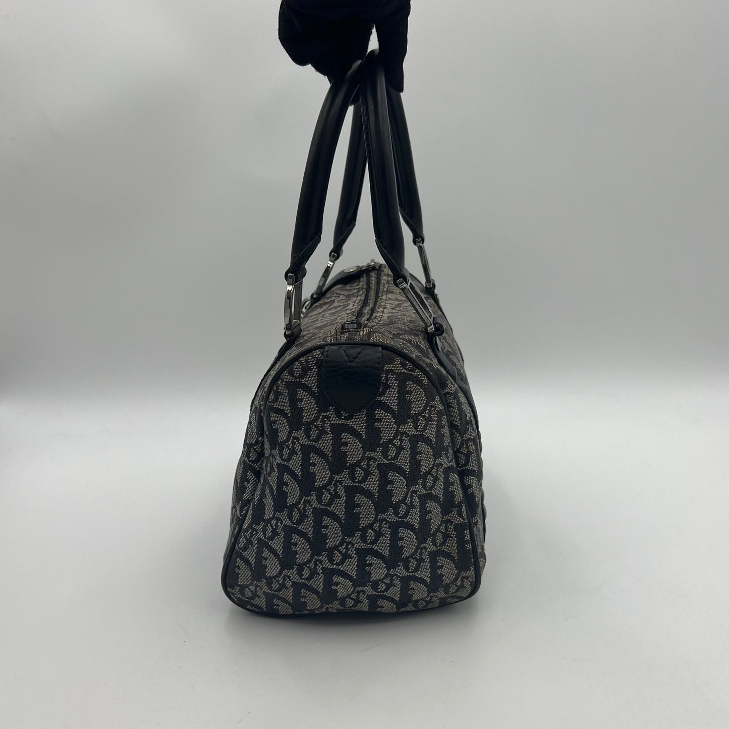 Christian Dior Black Oblique Canvas and Leather Boston 25