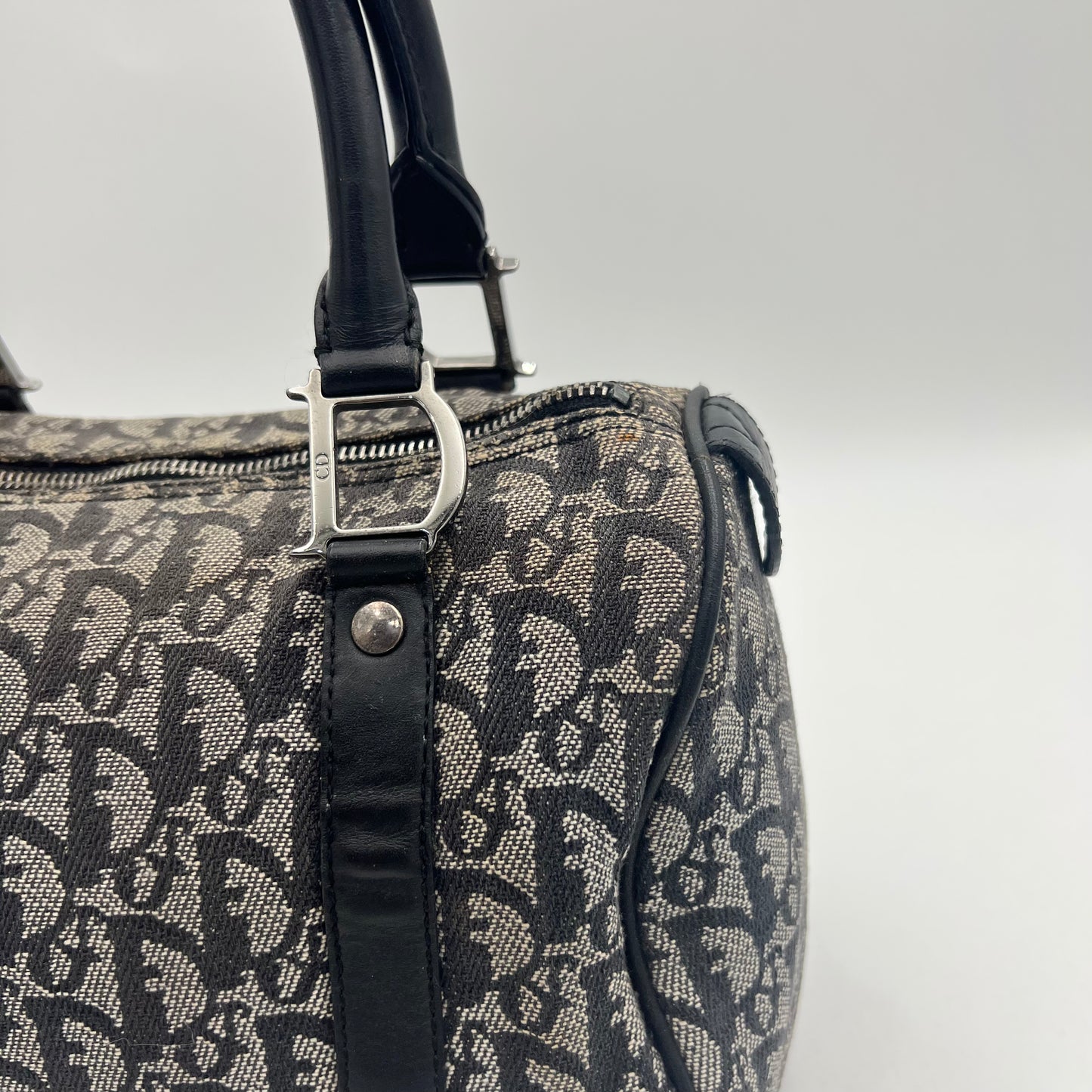 Christian Dior Black Oblique Canvas and Leather Boston 25