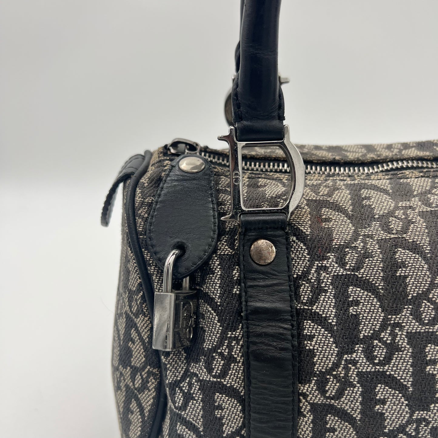 Christian Dior Black Oblique Canvas and Leather Boston 25