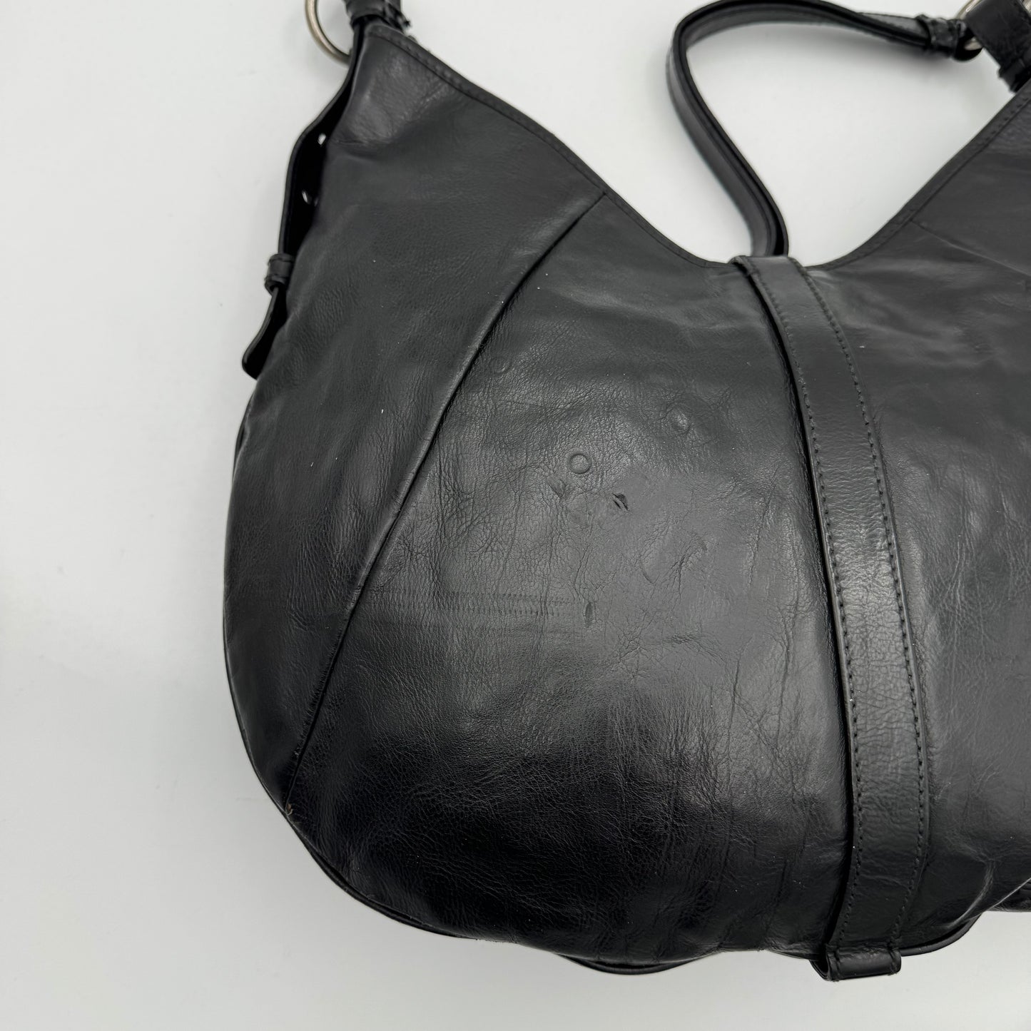 YSL Black Leather Mombasa Hobo Bag