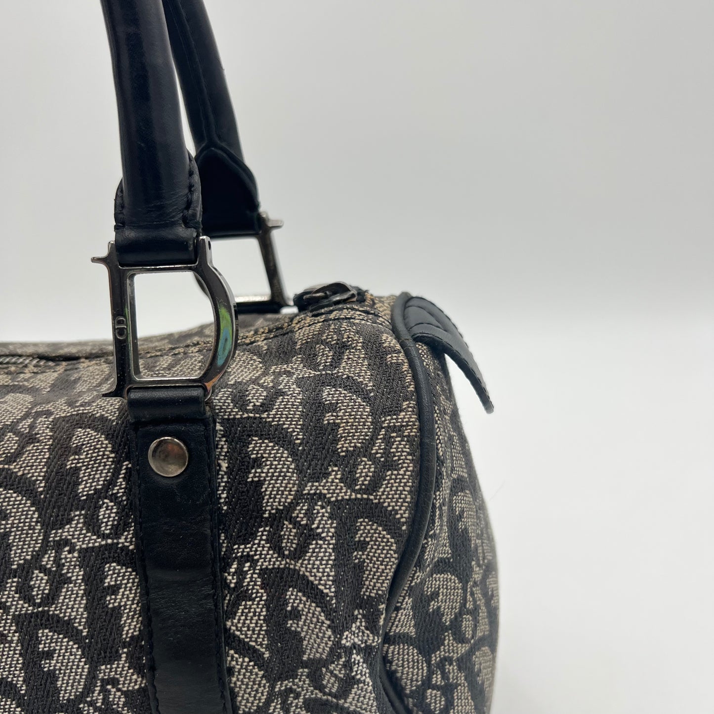 Christian Dior Black Oblique Canvas and Leather Boston 25