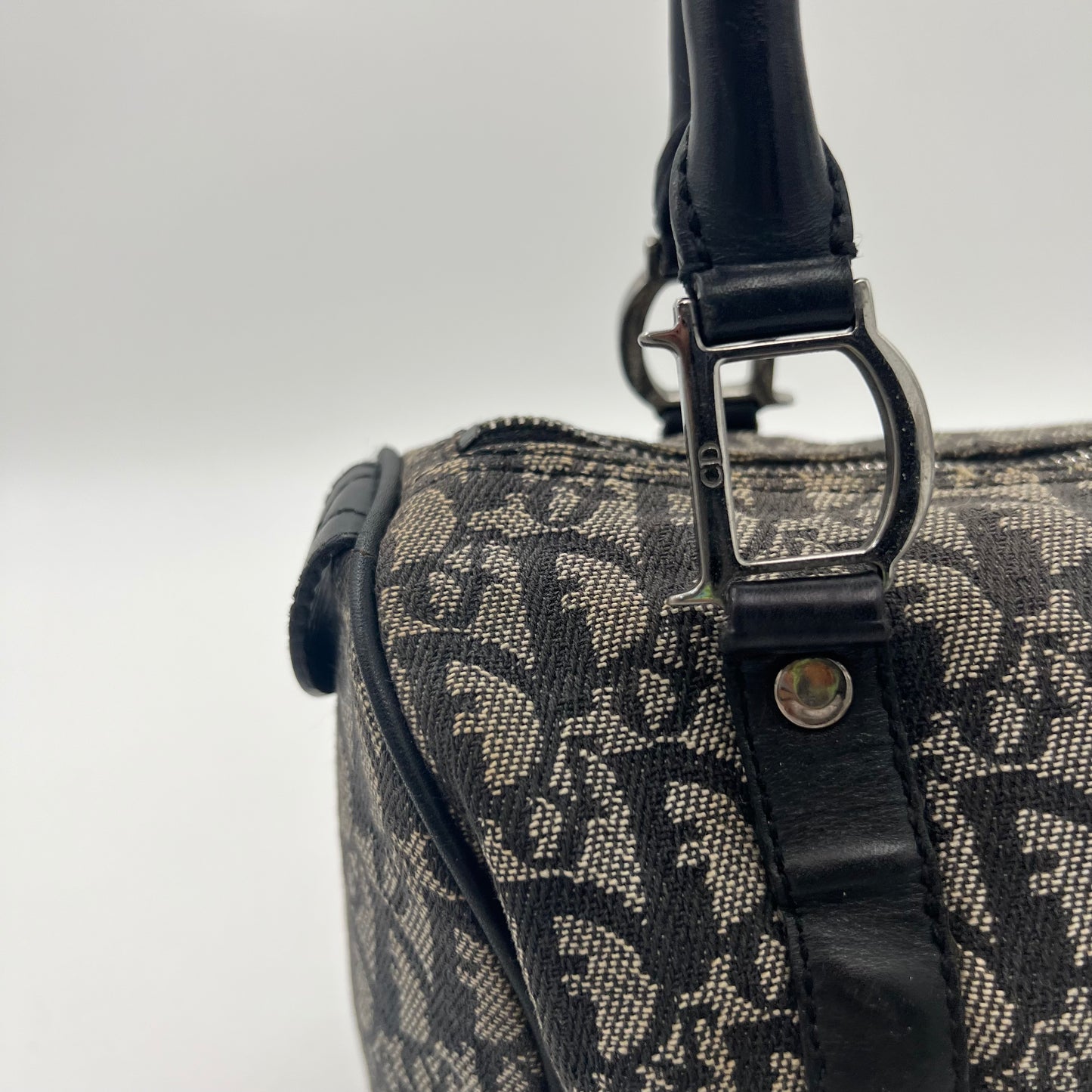 Christian Dior Black Oblique Canvas and Leather Boston 25