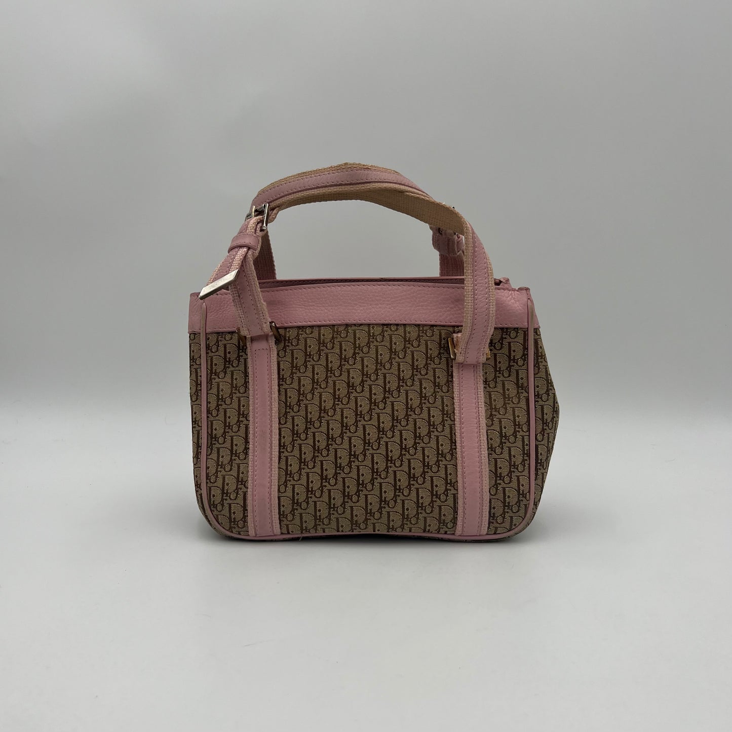 Christian Dior Beige Trotter Canvas Pink Leather Street Chic Small Handbag