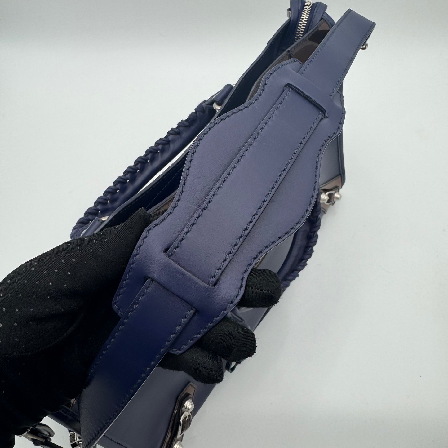 Balenciaga Dark Blue Matte and Black Patent Leather Giant 12 City Bag SHW
