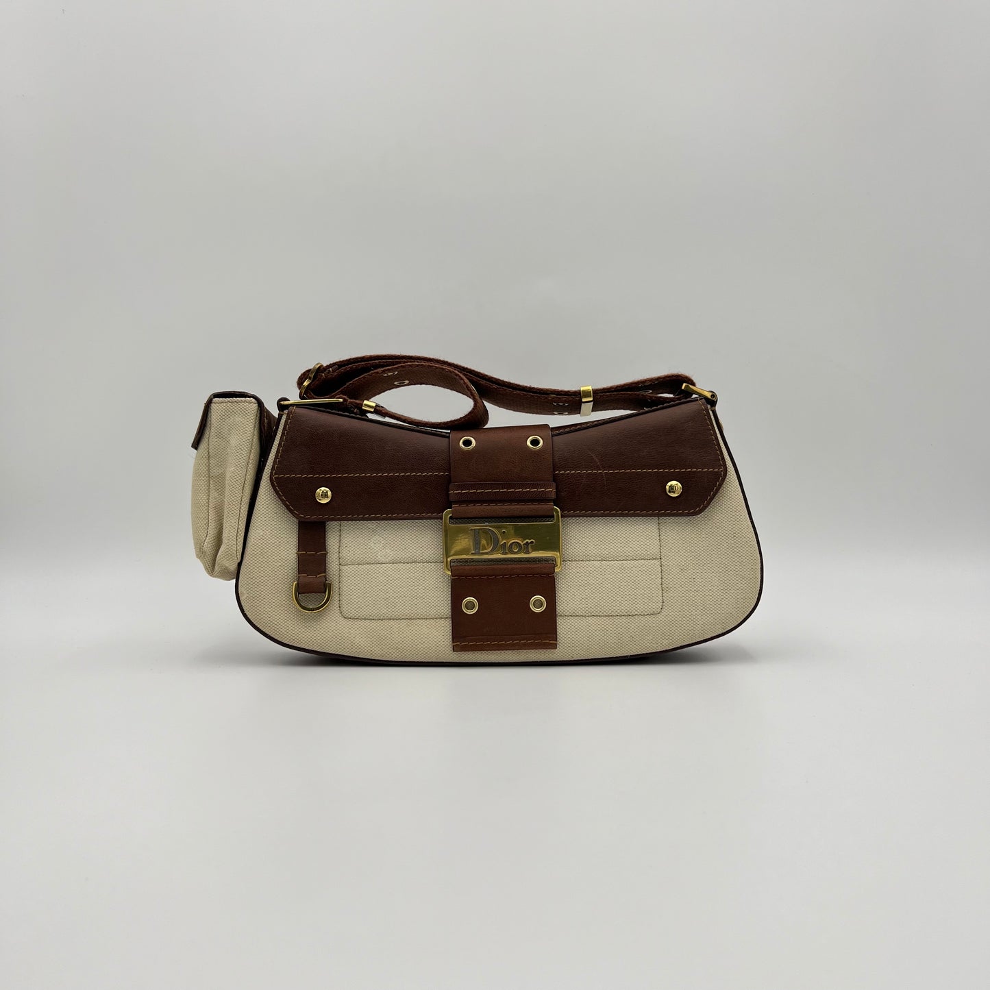 Christian Dior Beige Canvas Brown Leather Street Chic Cargo Columbus