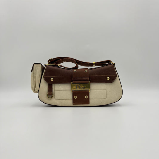 Christian Dior Beige Canvas Brown Leather Street Chic Cargo Columbus