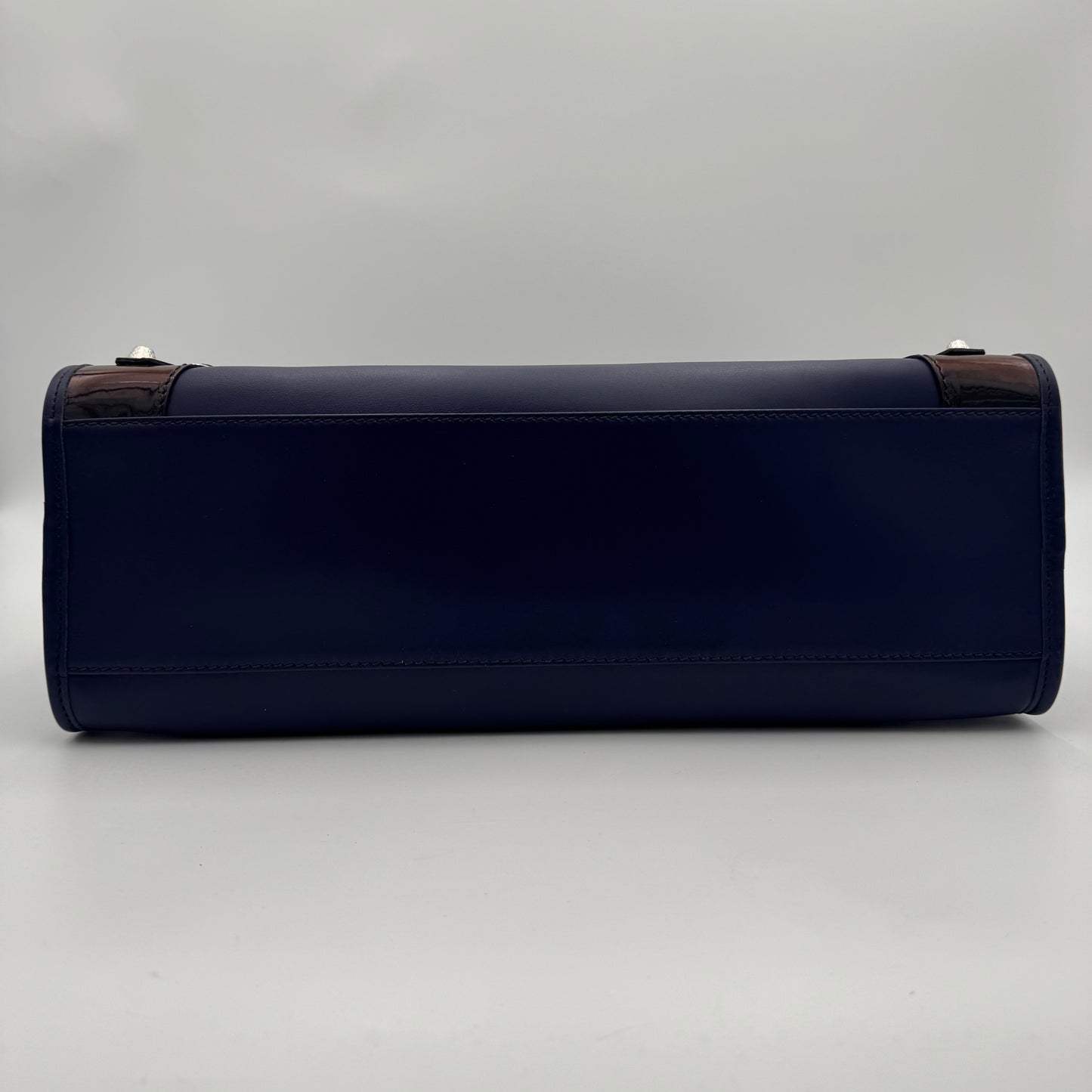 Balenciaga Dark Blue Matte and Black Patent Leather Giant 12 City Bag SHW