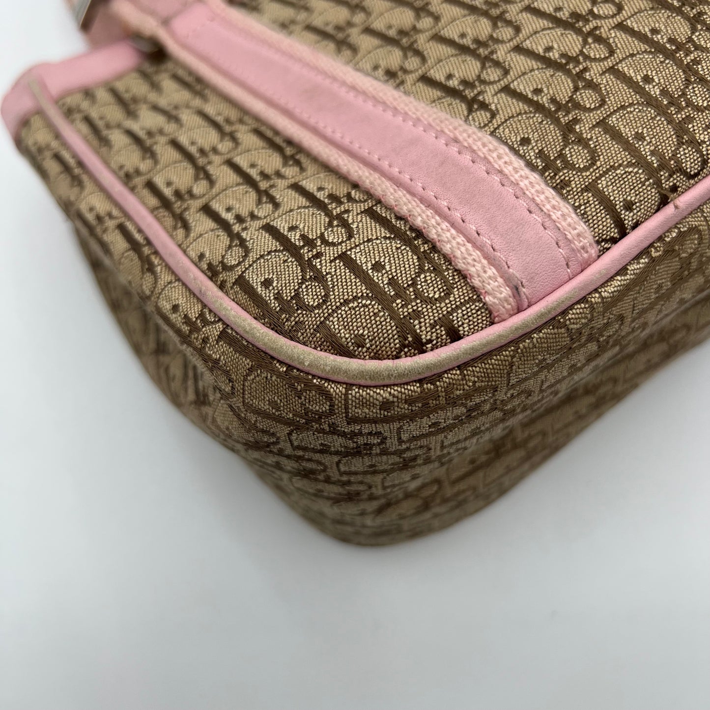 Christian Dior Beige Trotter Canvas Pink Leather Street Chic Small Handbag