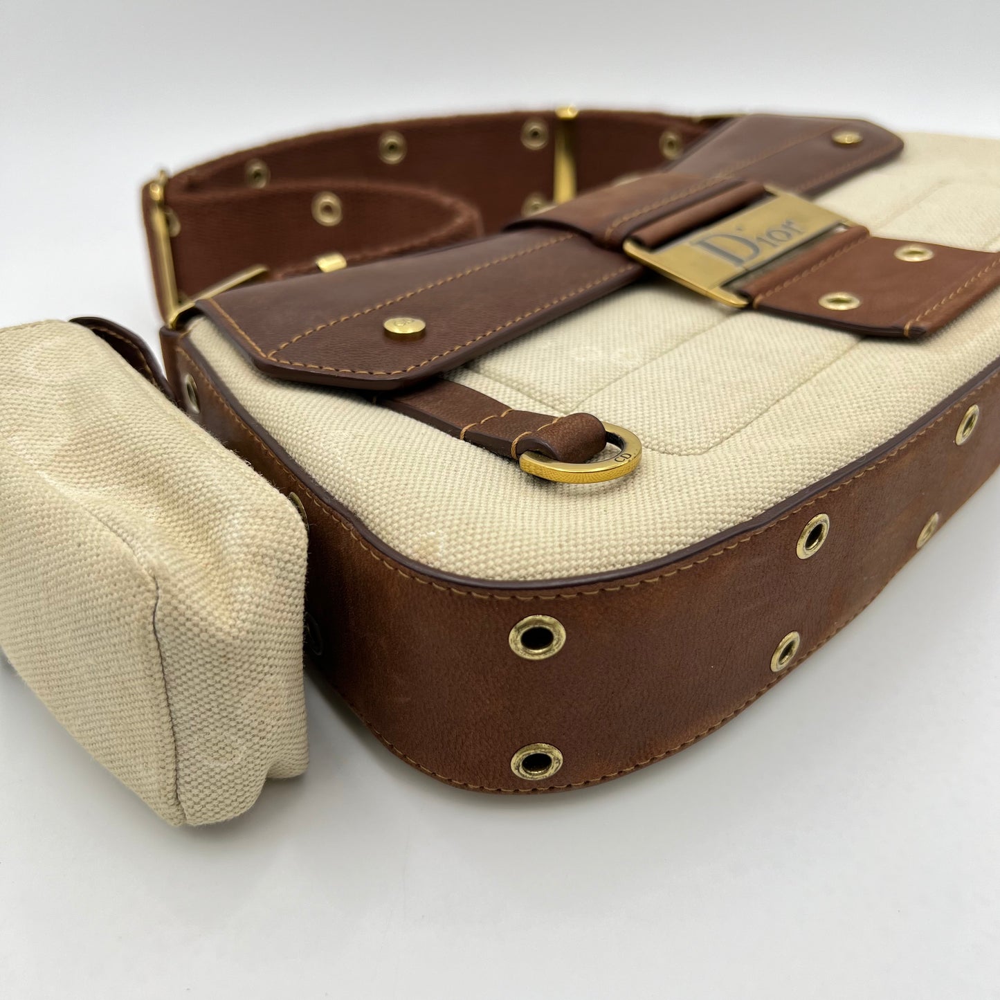Christian Dior Beige Canvas Brown Leather Street Chic Cargo Columbus