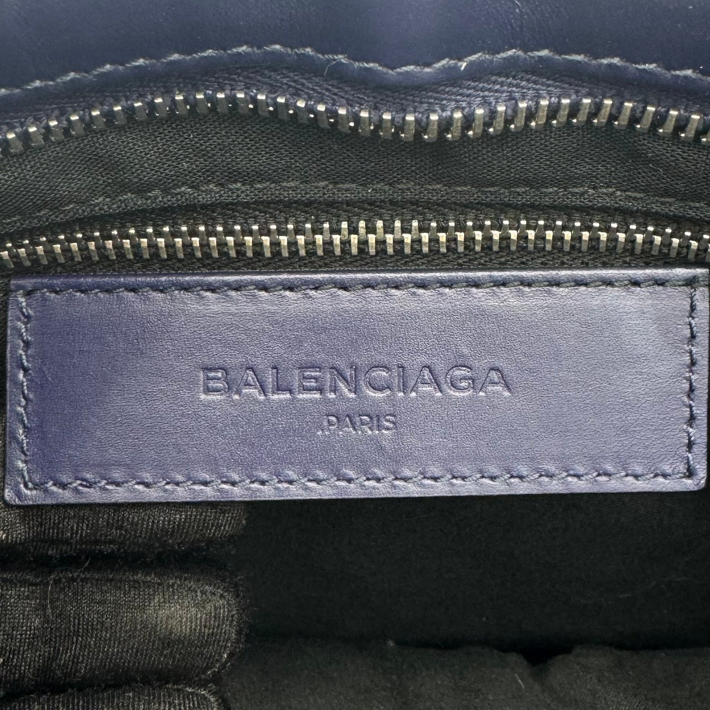 Balenciaga Dark Blue Matte and Black Patent Leather Giant 12 City Bag SHW