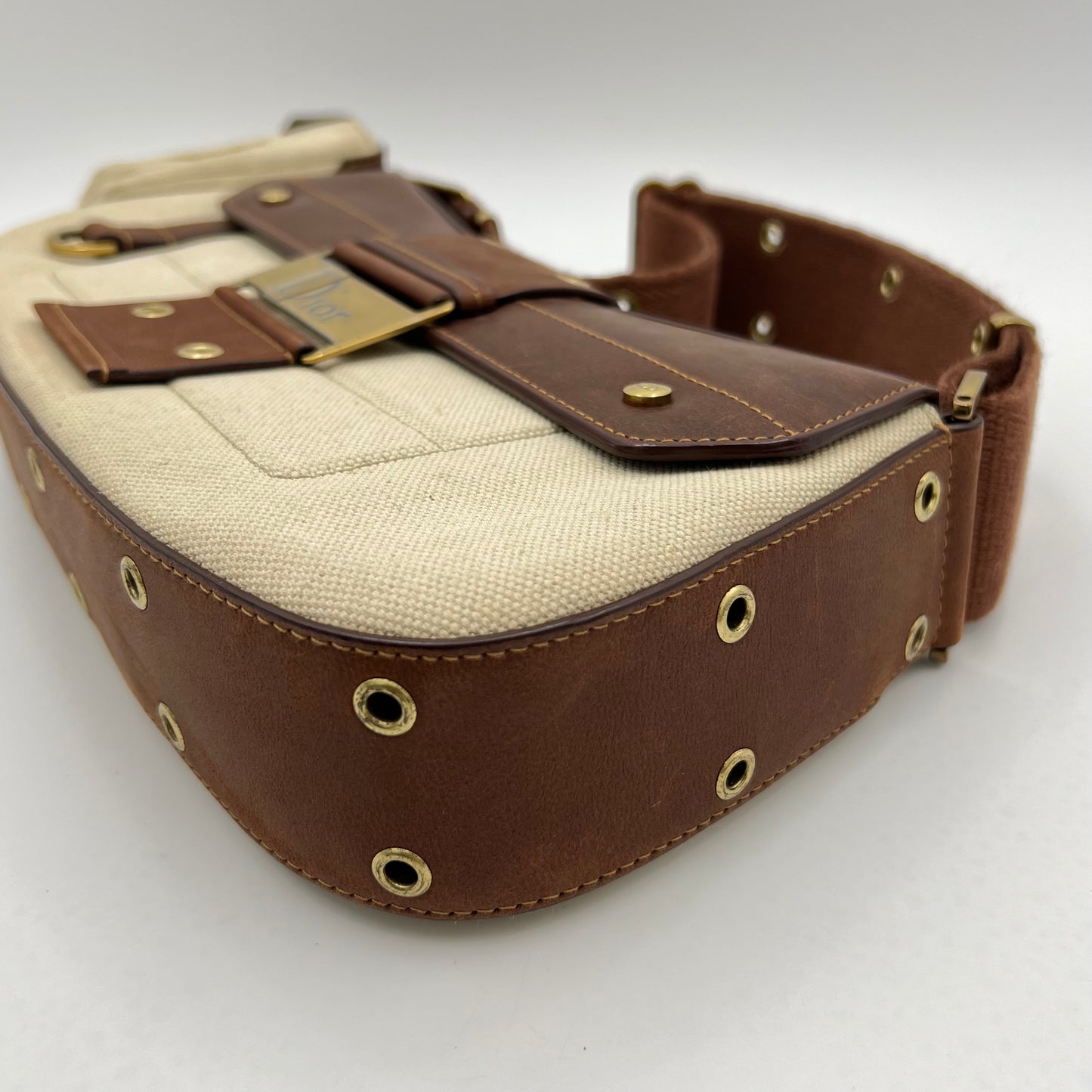 Christian Dior Beige Canvas Brown Leather Street Chic Cargo Columbus
