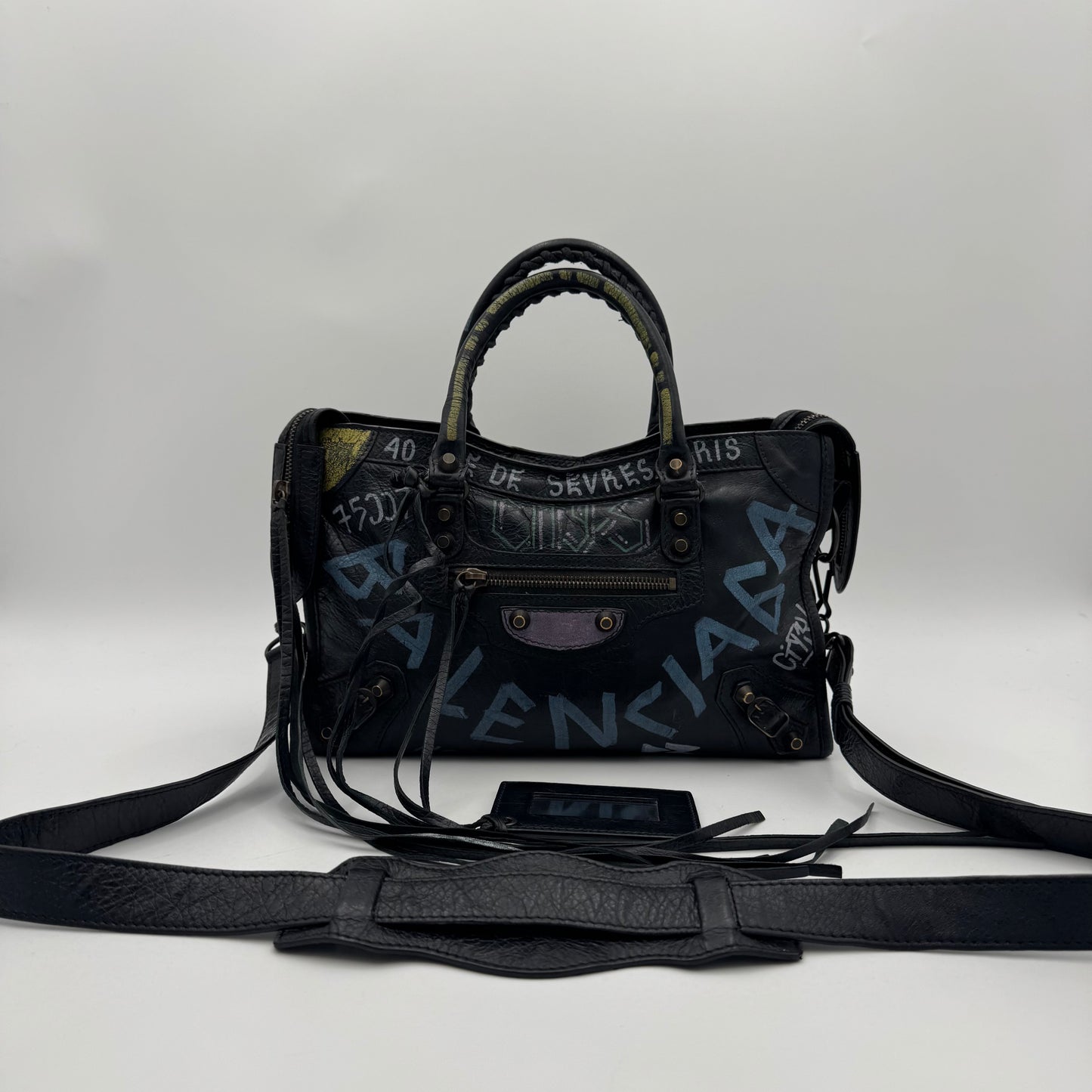 Balenciaga Black Graffiti Small City