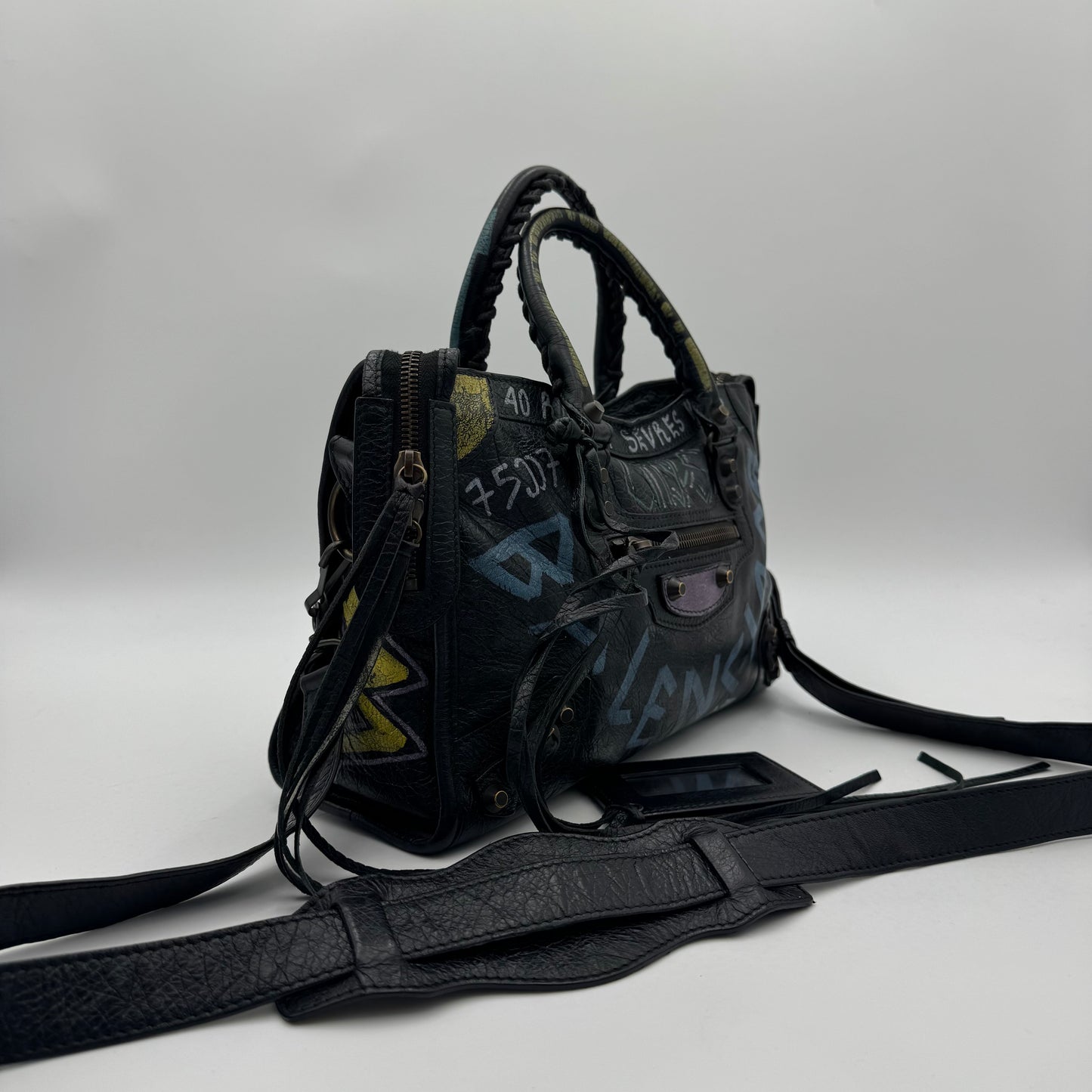 Balenciaga Black Graffiti Small City