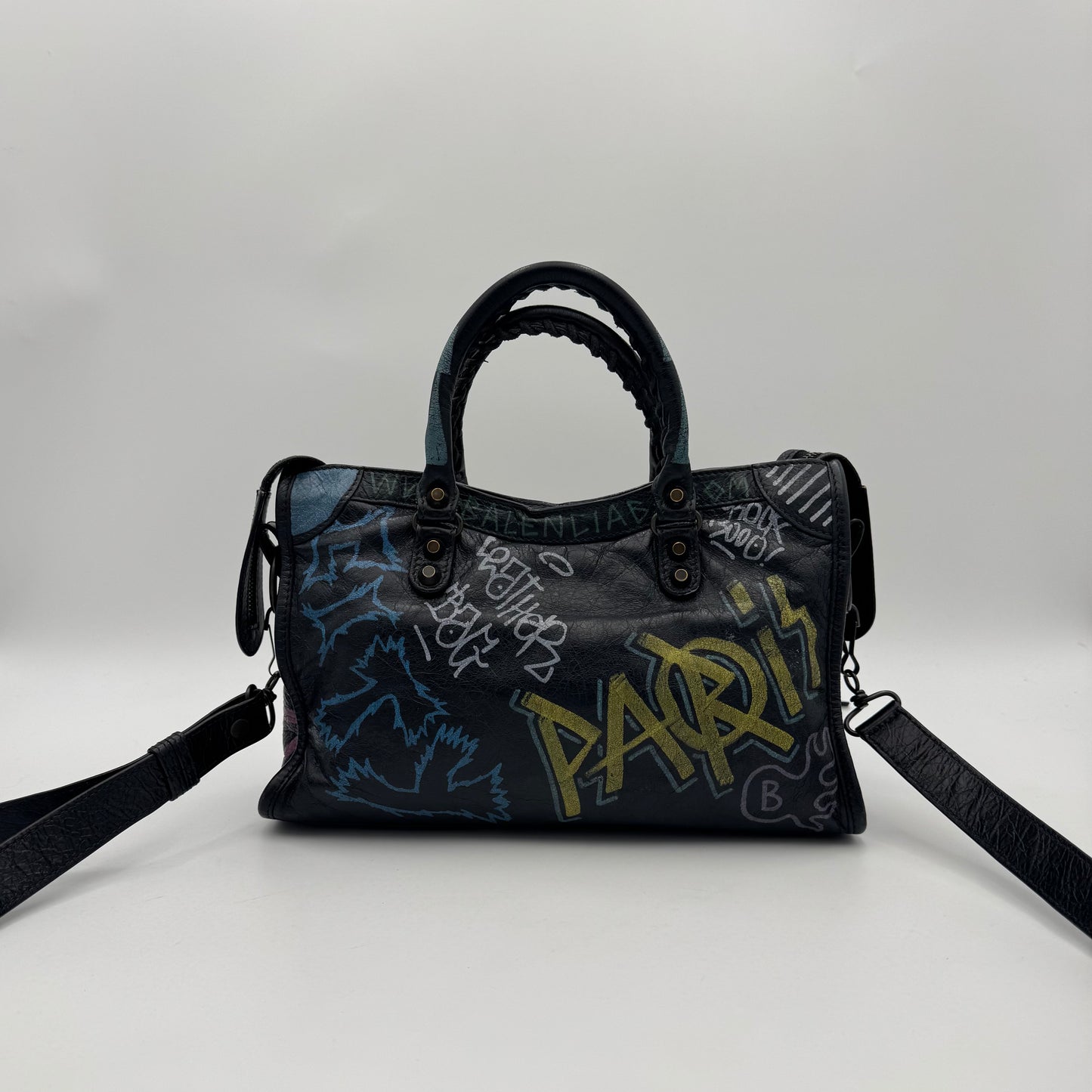 Balenciaga Black Graffiti Small City