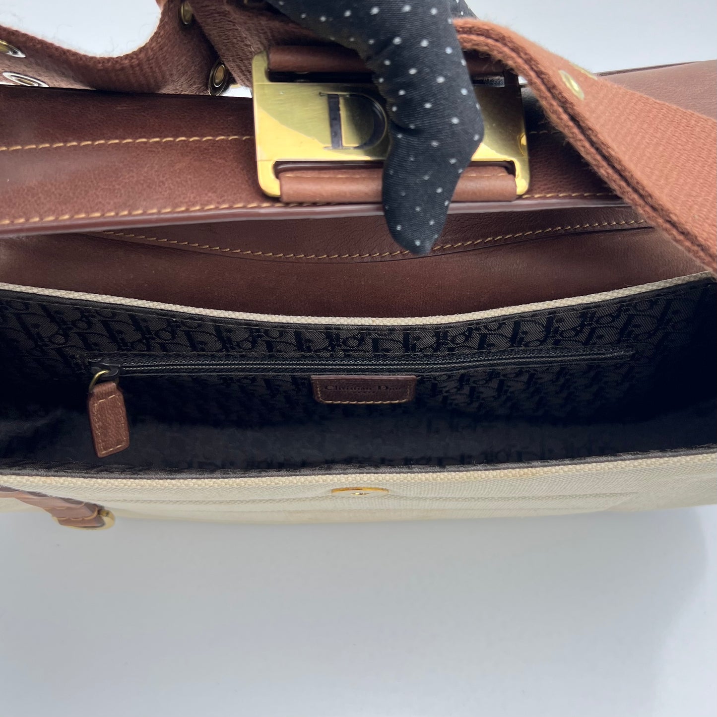 Christian Dior Beige Canvas Brown Leather Street Chic Cargo Columbus