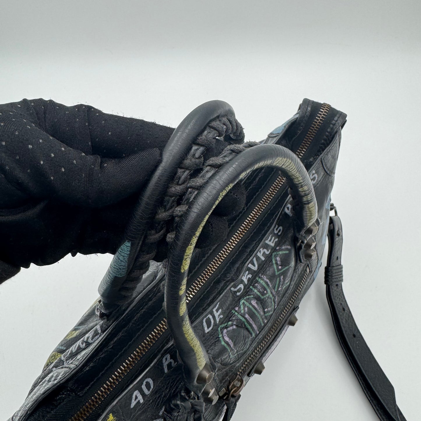 Balenciaga Black Graffiti Small City