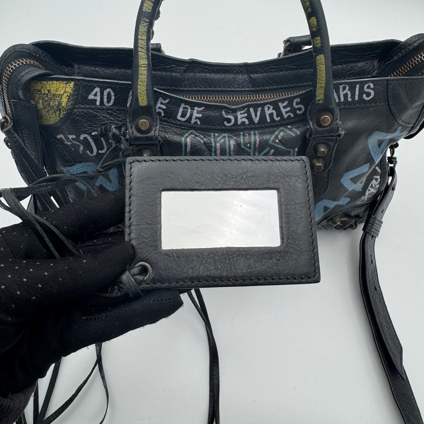 Balenciaga Black Graffiti Small City
