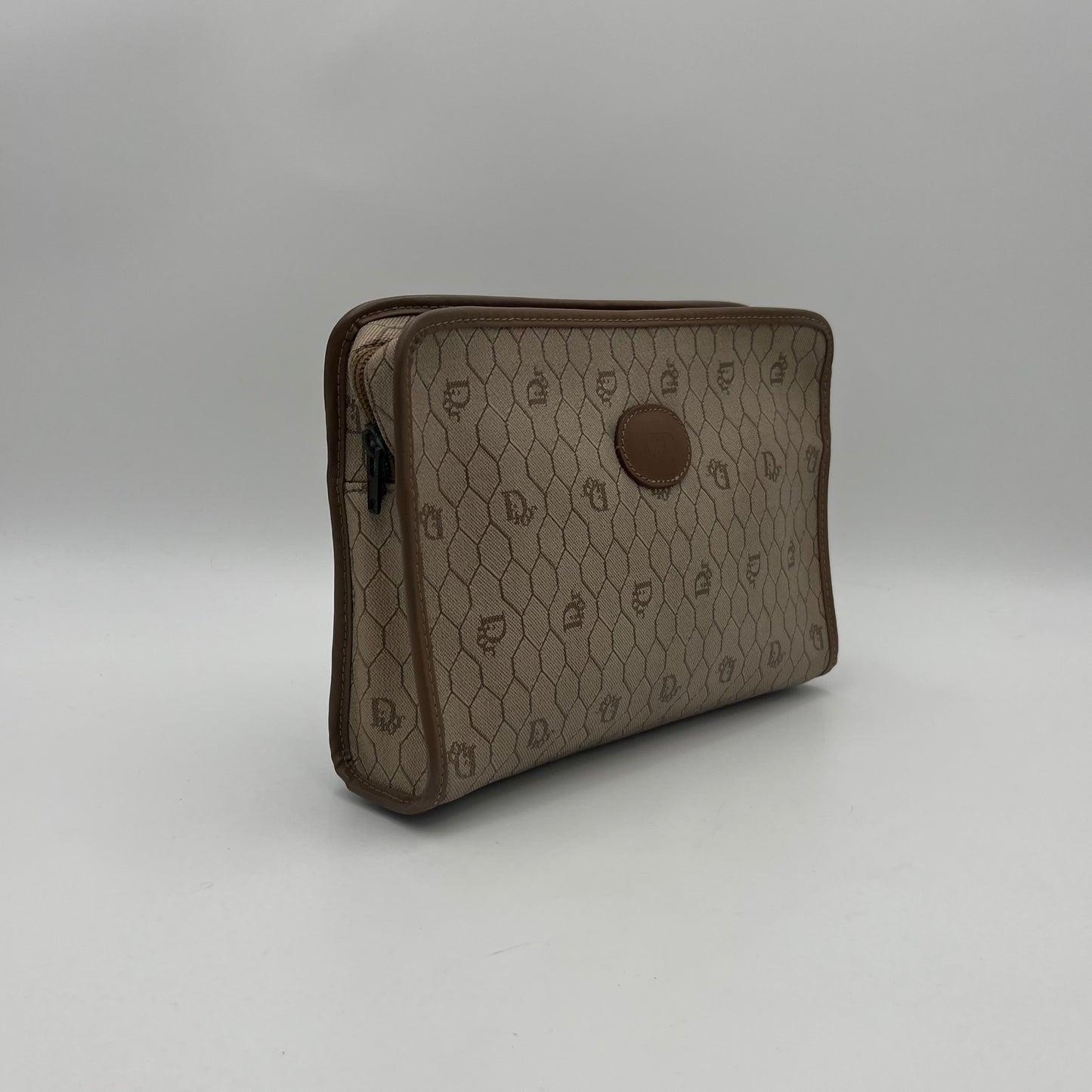 Christian Dior Light Honeycomb Zip Clutch