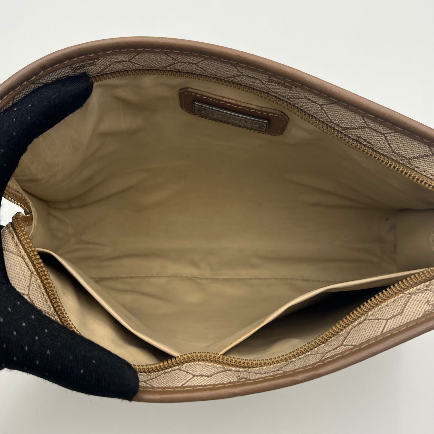Christian Dior Light Honeycomb Zip Clutch