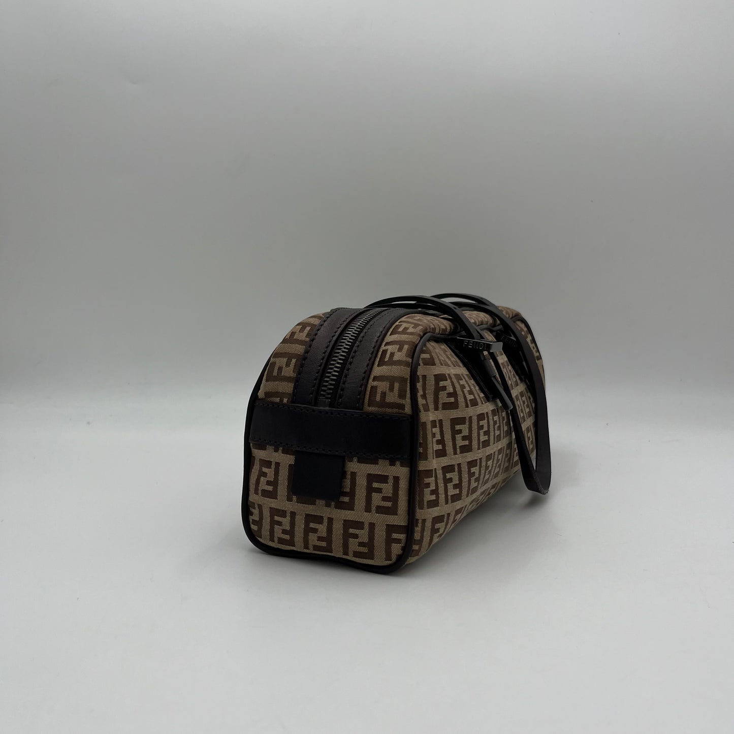 Fendi Brown Zucchino Barrel Shoulder Bag