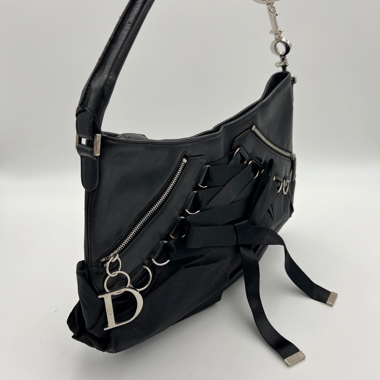 Christian Dior John Galliano Black Ballet Corset Shoulder Bag