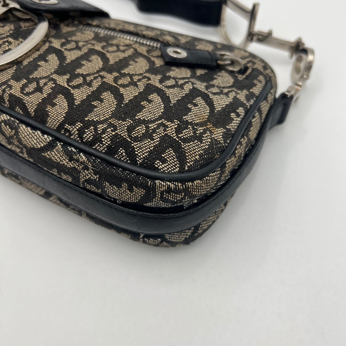 Christian Dior Black Oblique Canvas D Charm Spellout Shoulder Bag