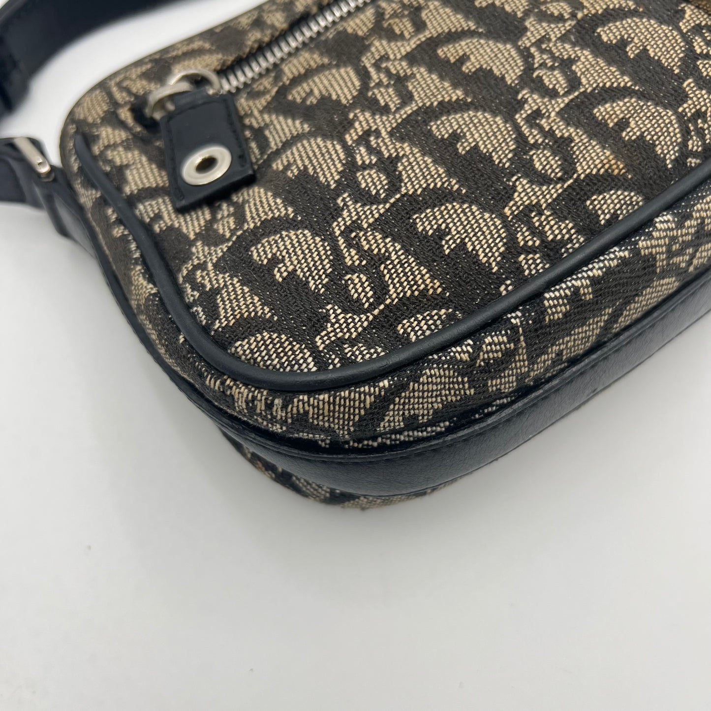 Christian Dior Black Oblique Canvas D Charm Spellout Shoulder Bag