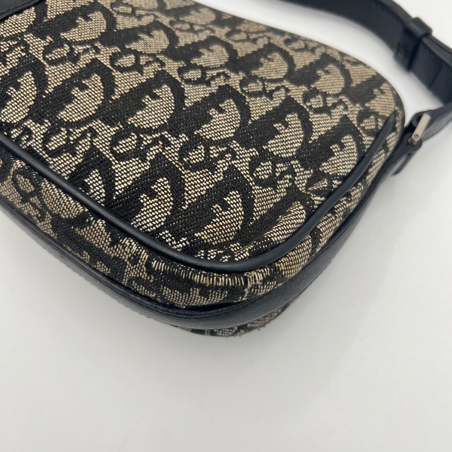 Christian Dior Black Oblique Canvas D Charm Spellout Shoulder Bag