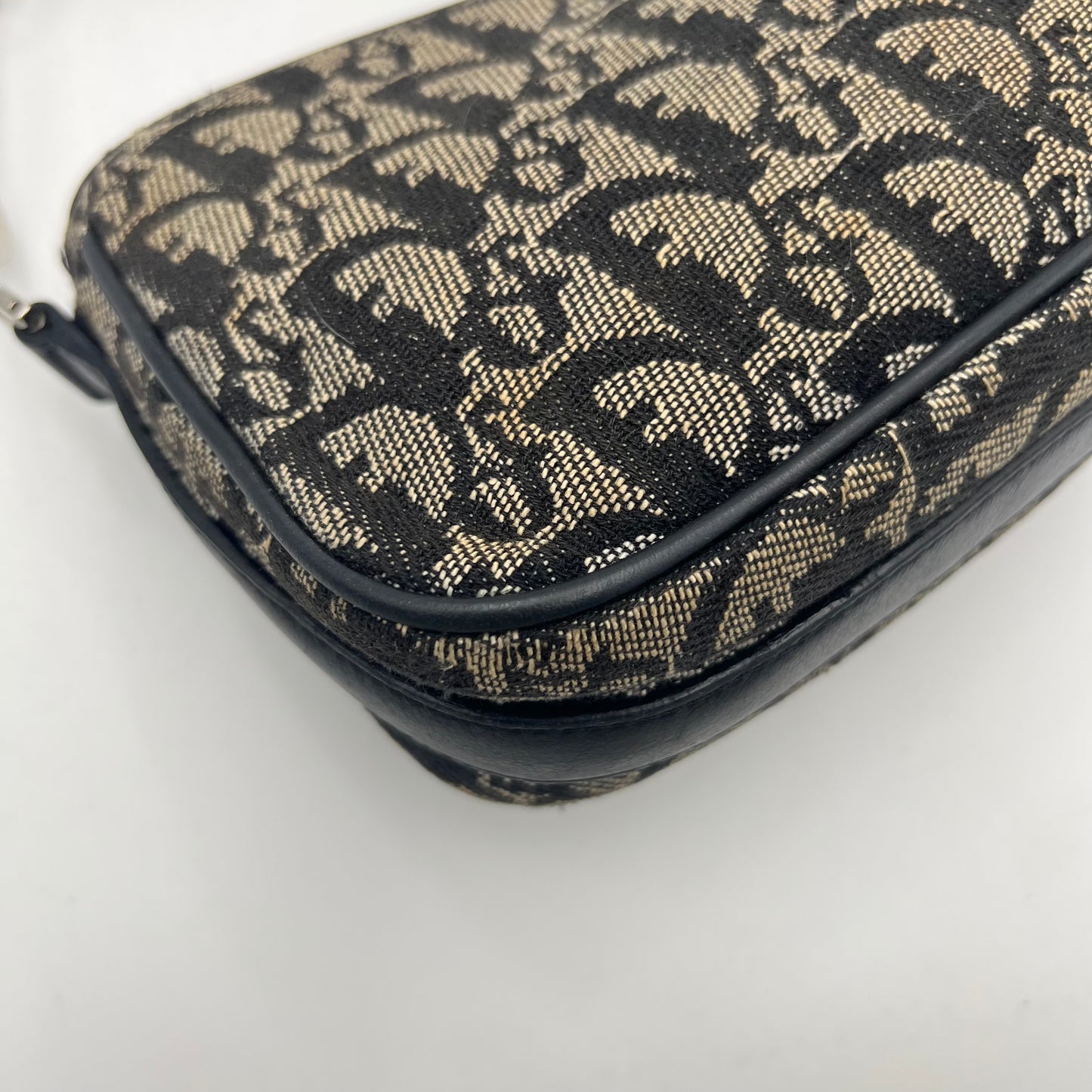 Christian Dior Black Oblique Canvas D Charm Spellout Shoulder Bag