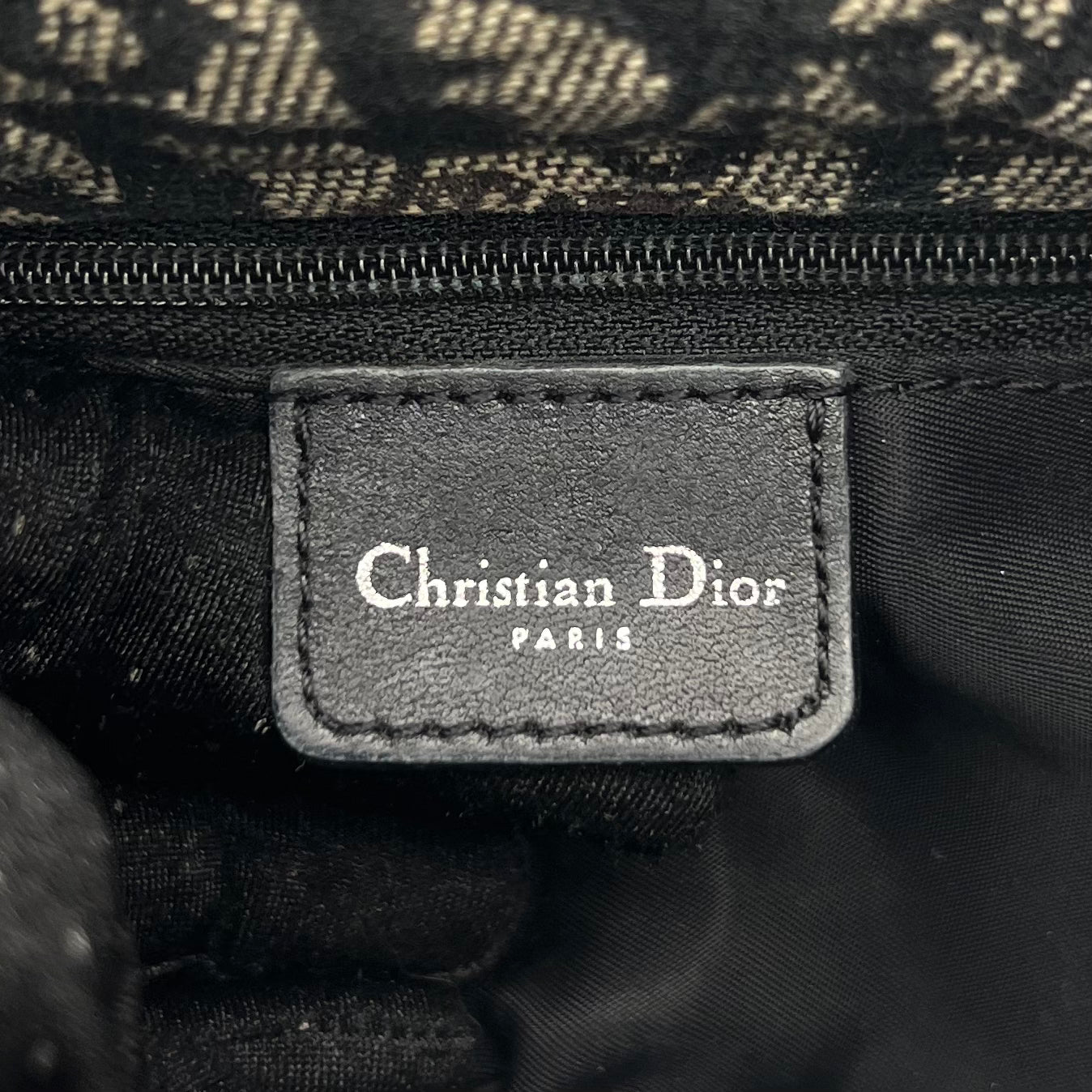 Christian Dior Black Oblique Canvas D Charm Spellout Shoulder Bag