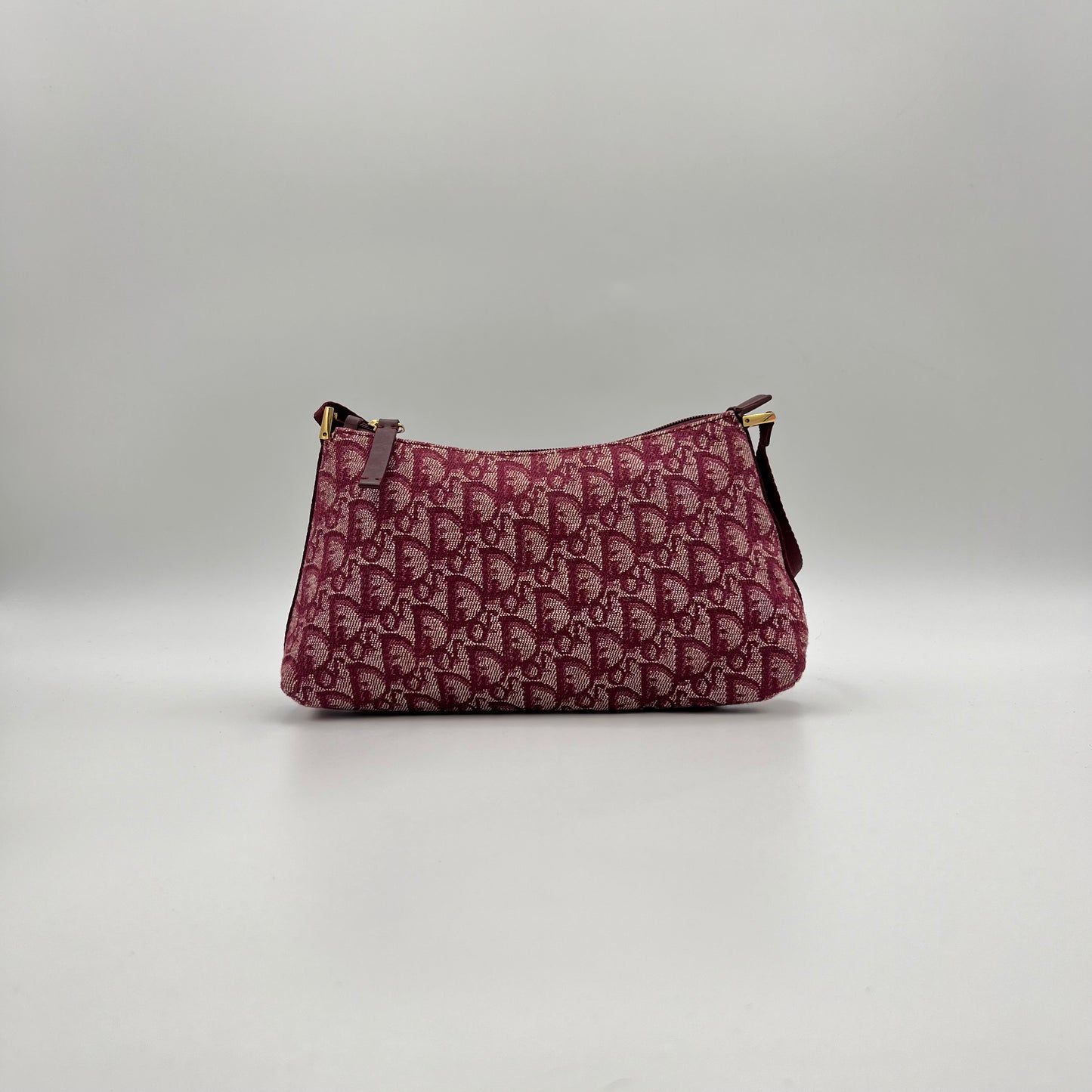 Christian Dior Burgundy Monogram Canvas Hobo Pochette