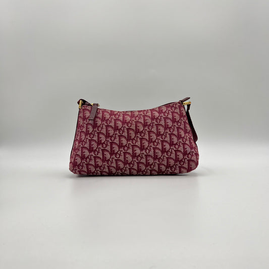 Christian Dior Burgundy Monogram Canvas Hobo Pochette