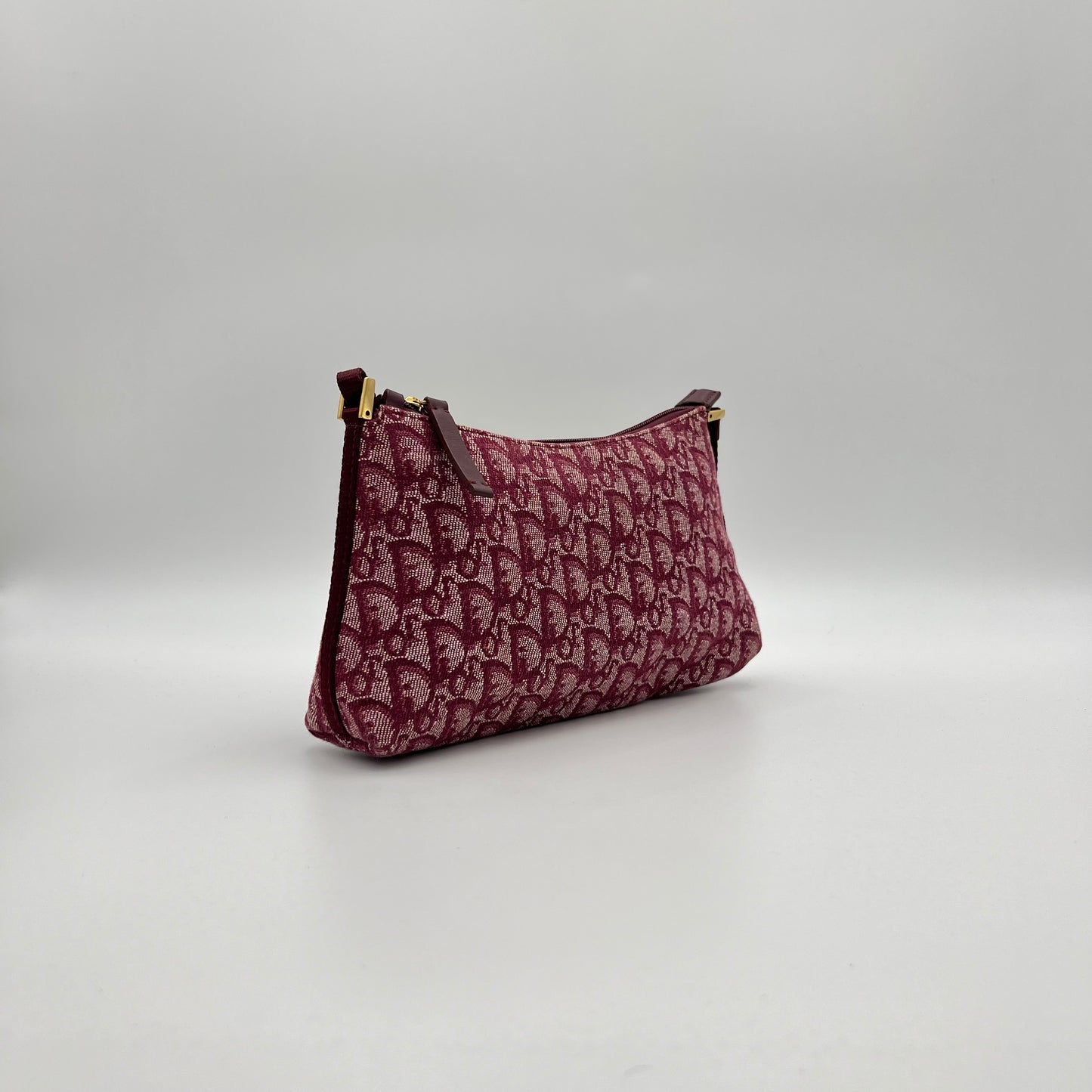 Christian Dior Burgundy Monogram Canvas Hobo Pochette