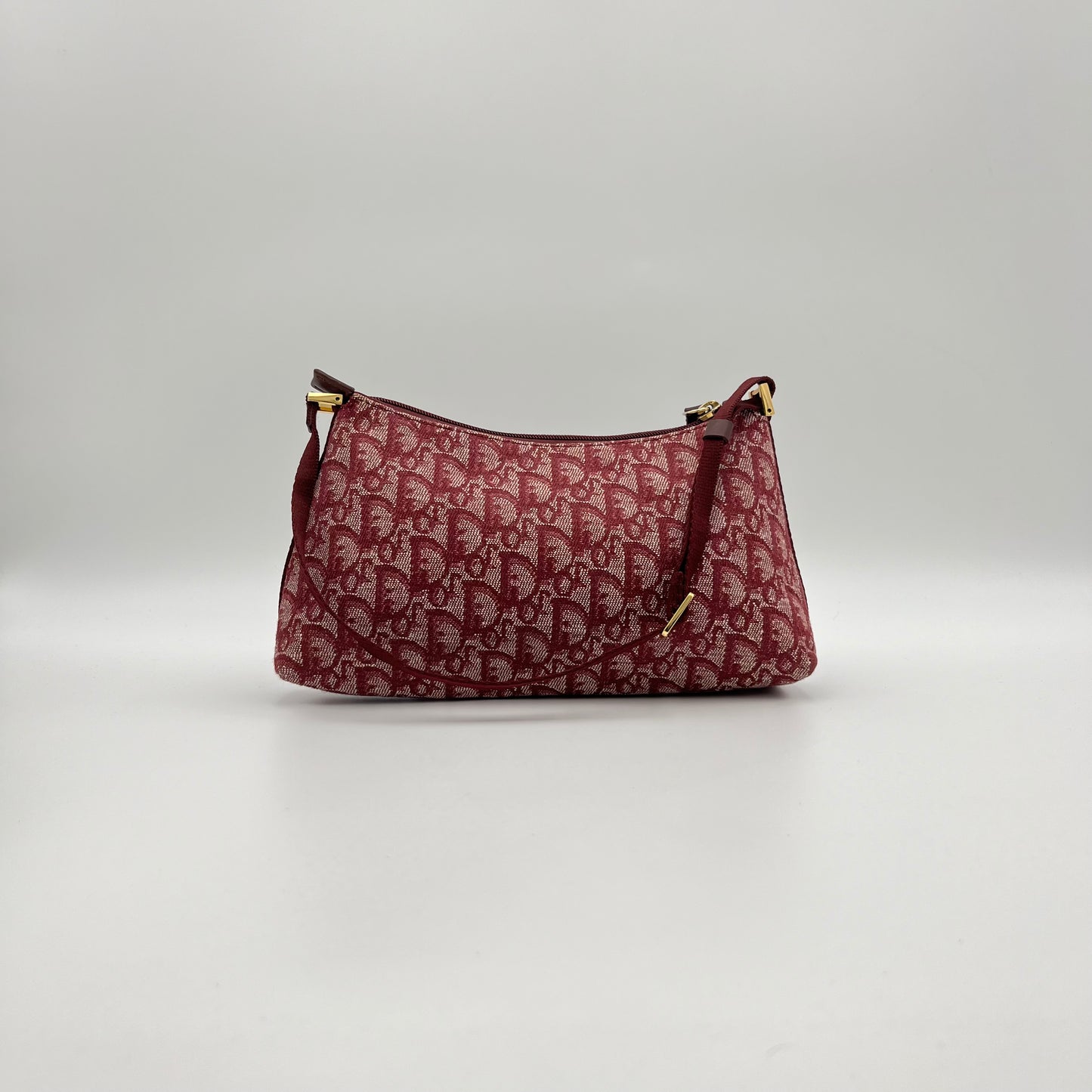 Christian Dior Burgundy Monogram Canvas Hobo Pochette