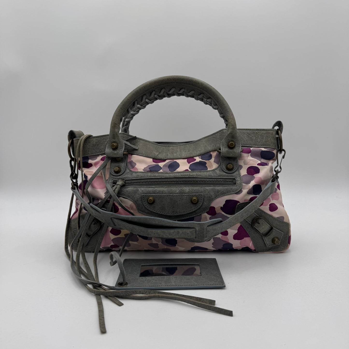 Balenciaga Gray Leather Watercolor Nylon First