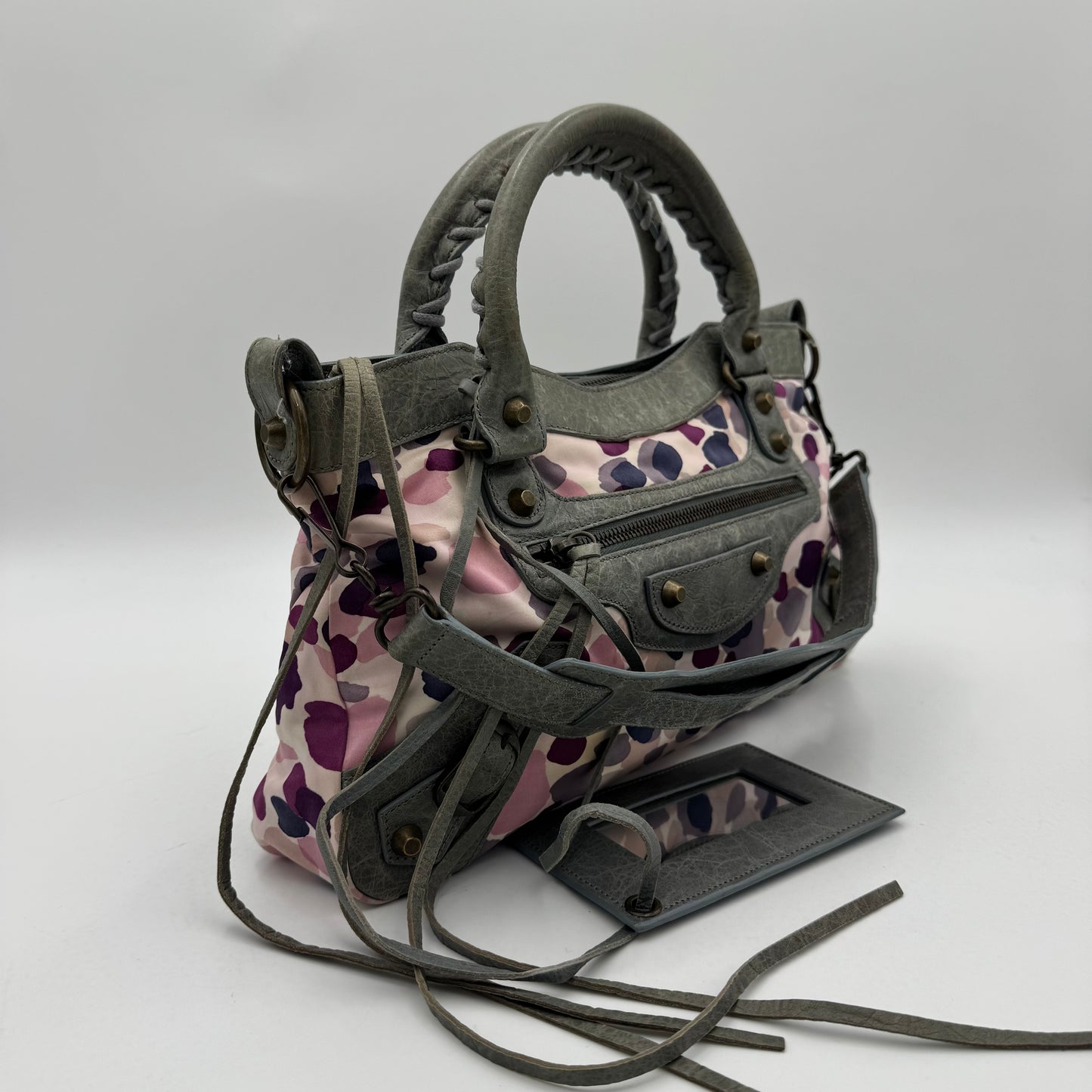 Balenciaga Gray Leather Watercolor Nylon First