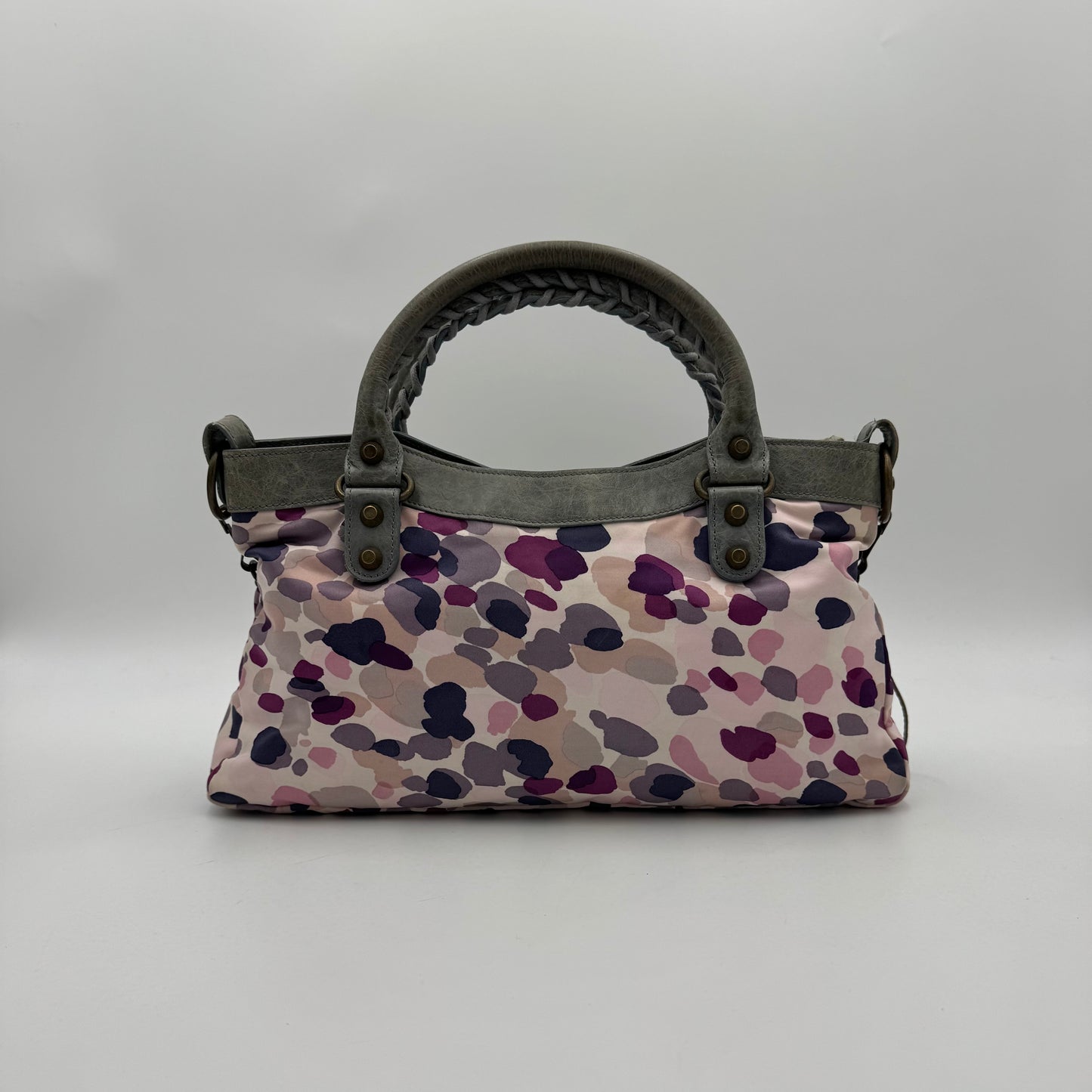 Balenciaga Gray Leather Watercolor Nylon First