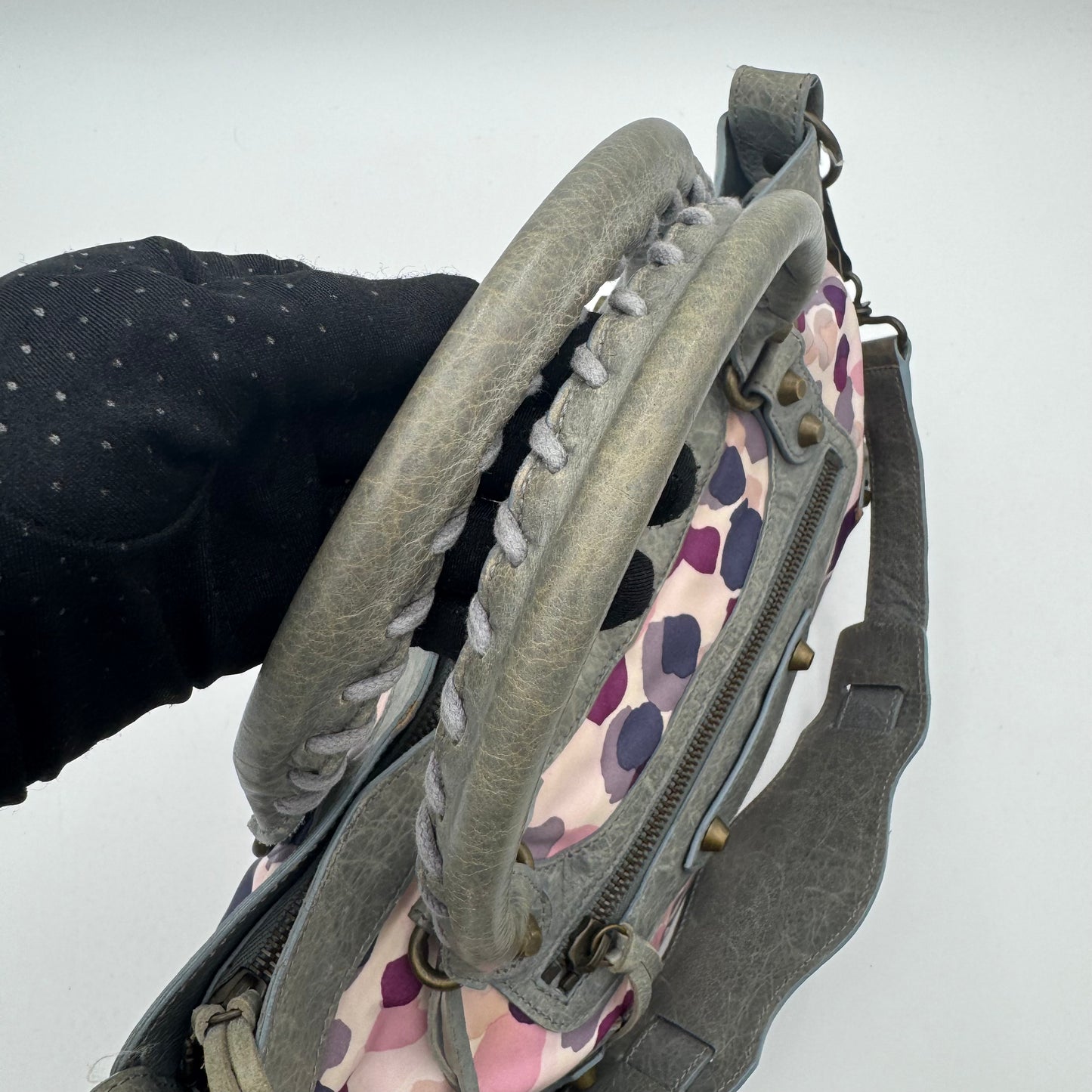 Balenciaga Gray Leather Watercolor Nylon First