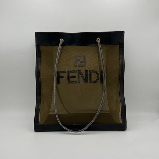 Fendi Logo Mesh Shopper Tote