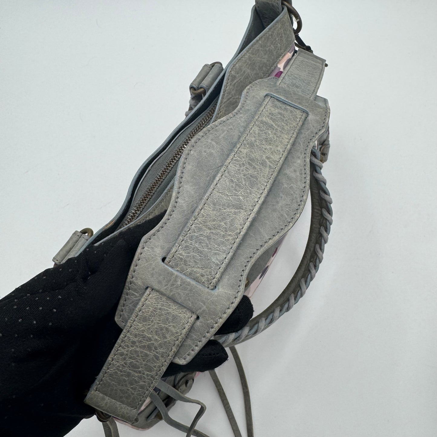 Balenciaga Gray Leather Watercolor Nylon First