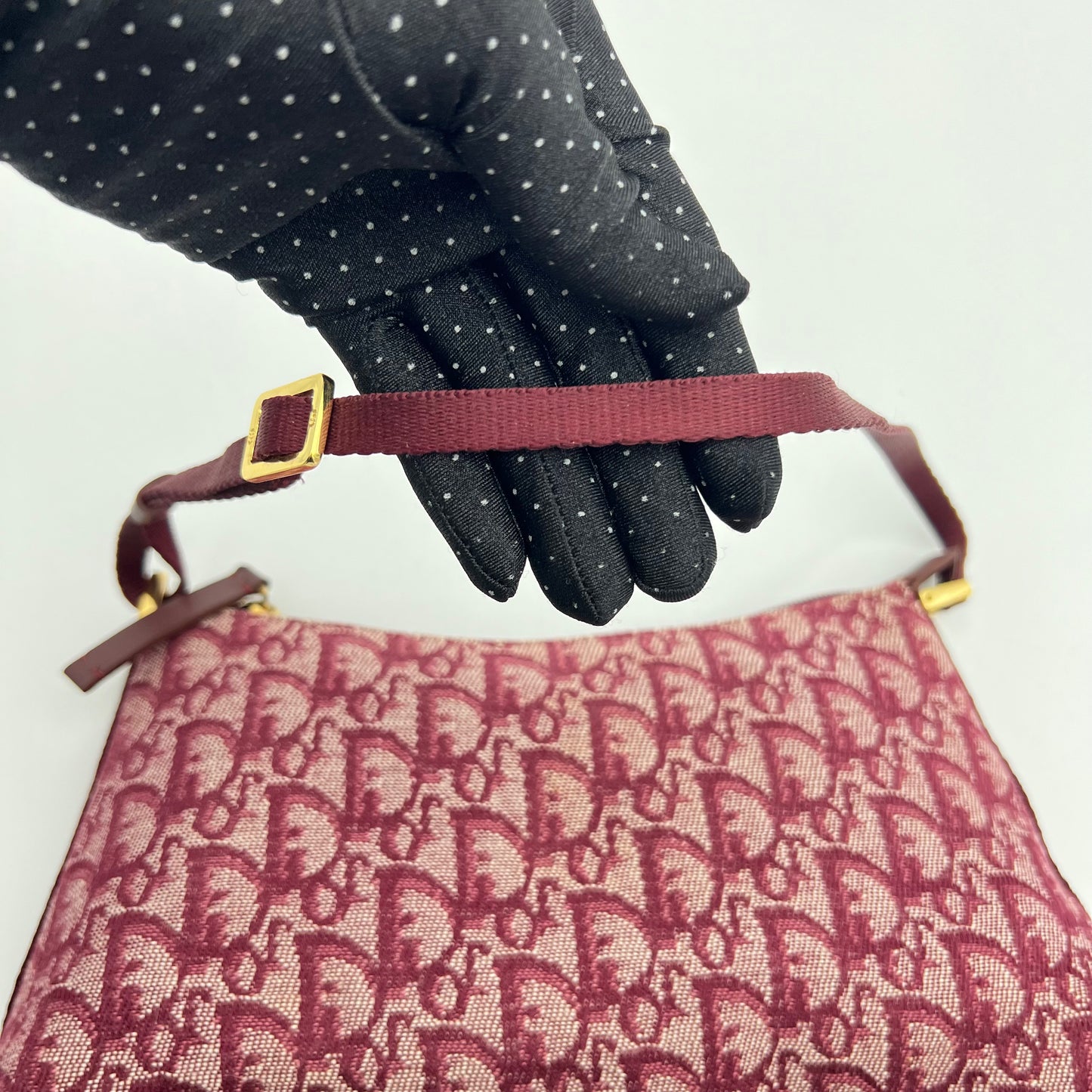 Christian Dior Burgundy Monogram Canvas Hobo Pochette