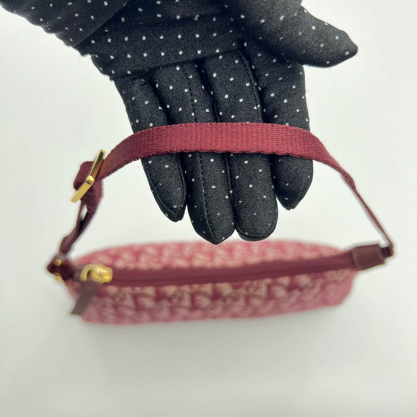 Christian Dior Burgundy Monogram Canvas Hobo Pochette