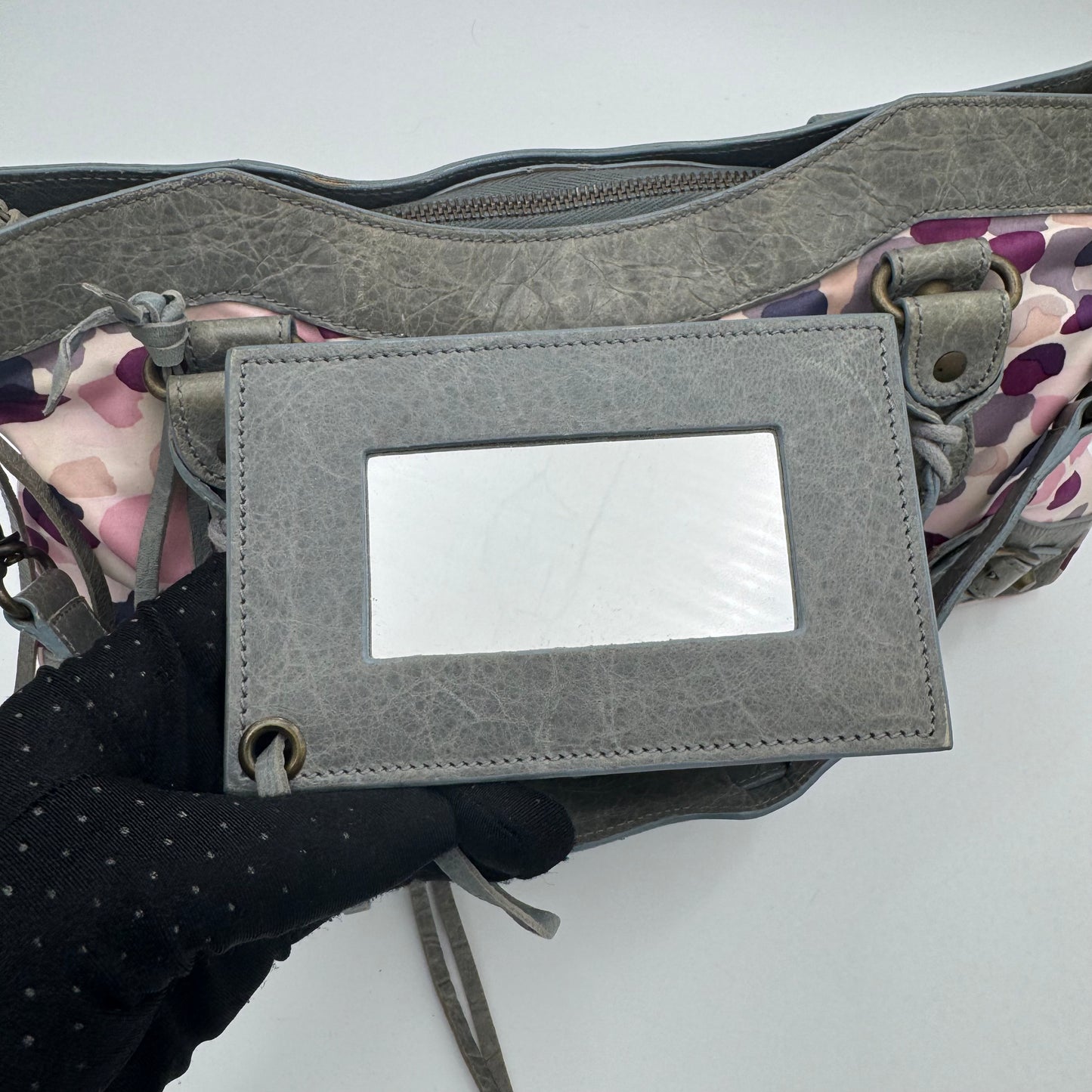Balenciaga Gray Leather Watercolor Nylon First