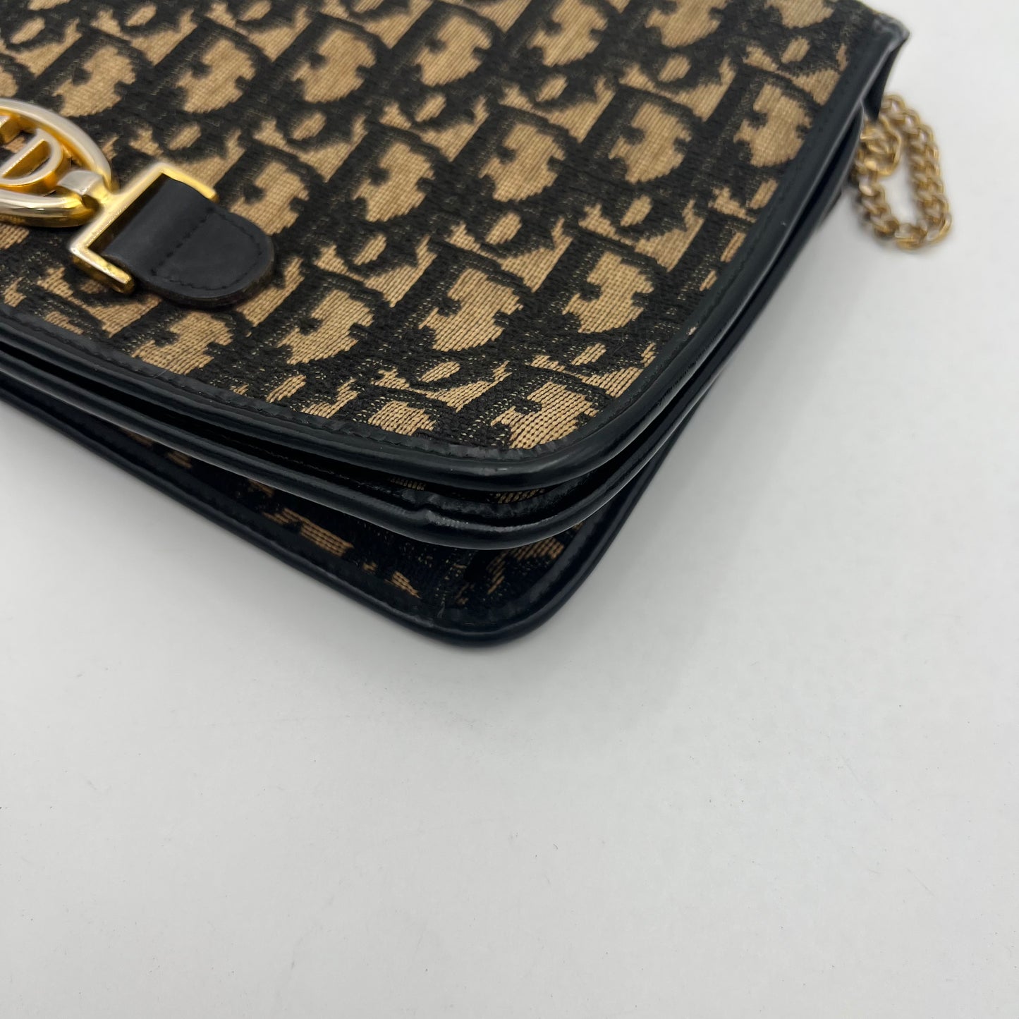 Christian Dior Blue Oblique Canvas CD Logo Full Flap Chain Bag