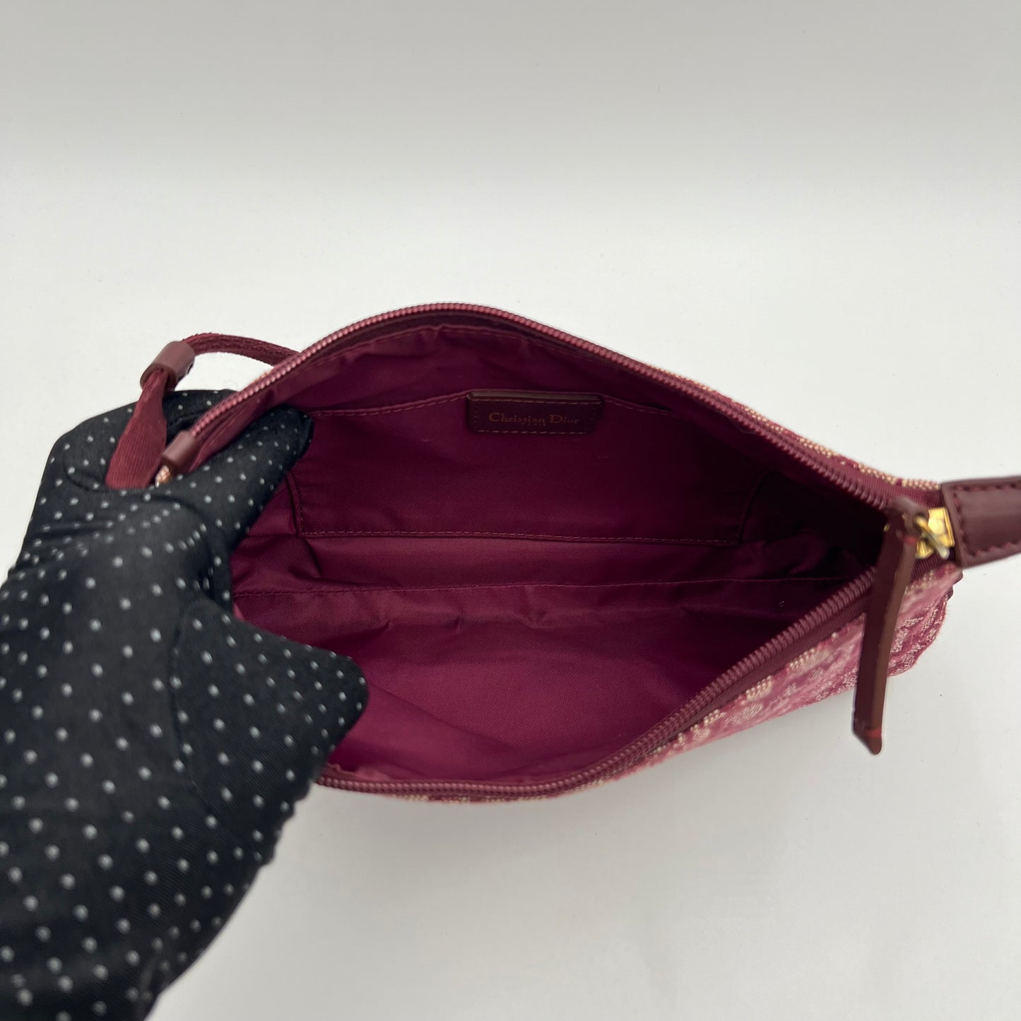 Christian Dior Burgundy Monogram Canvas Hobo Pochette