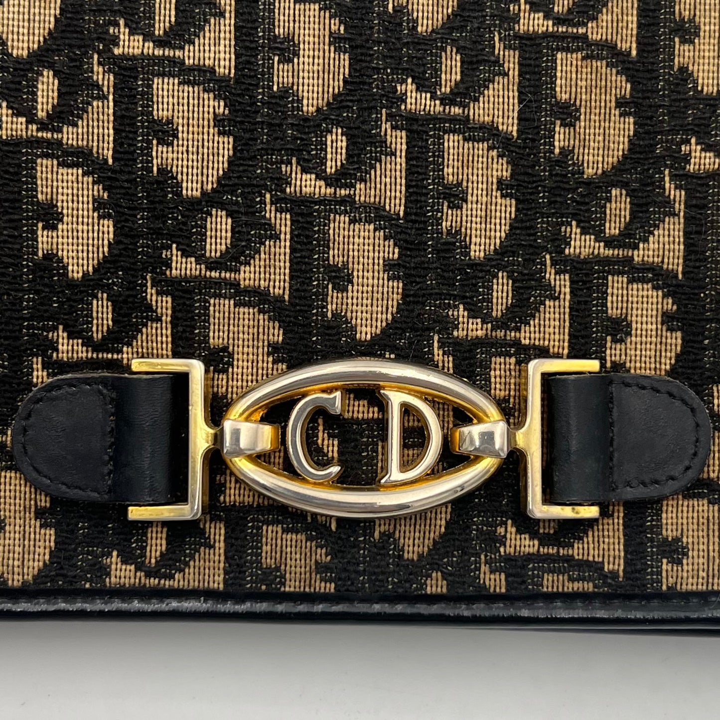 Christian Dior Blue Oblique Canvas CD Logo Full Flap Chain Bag