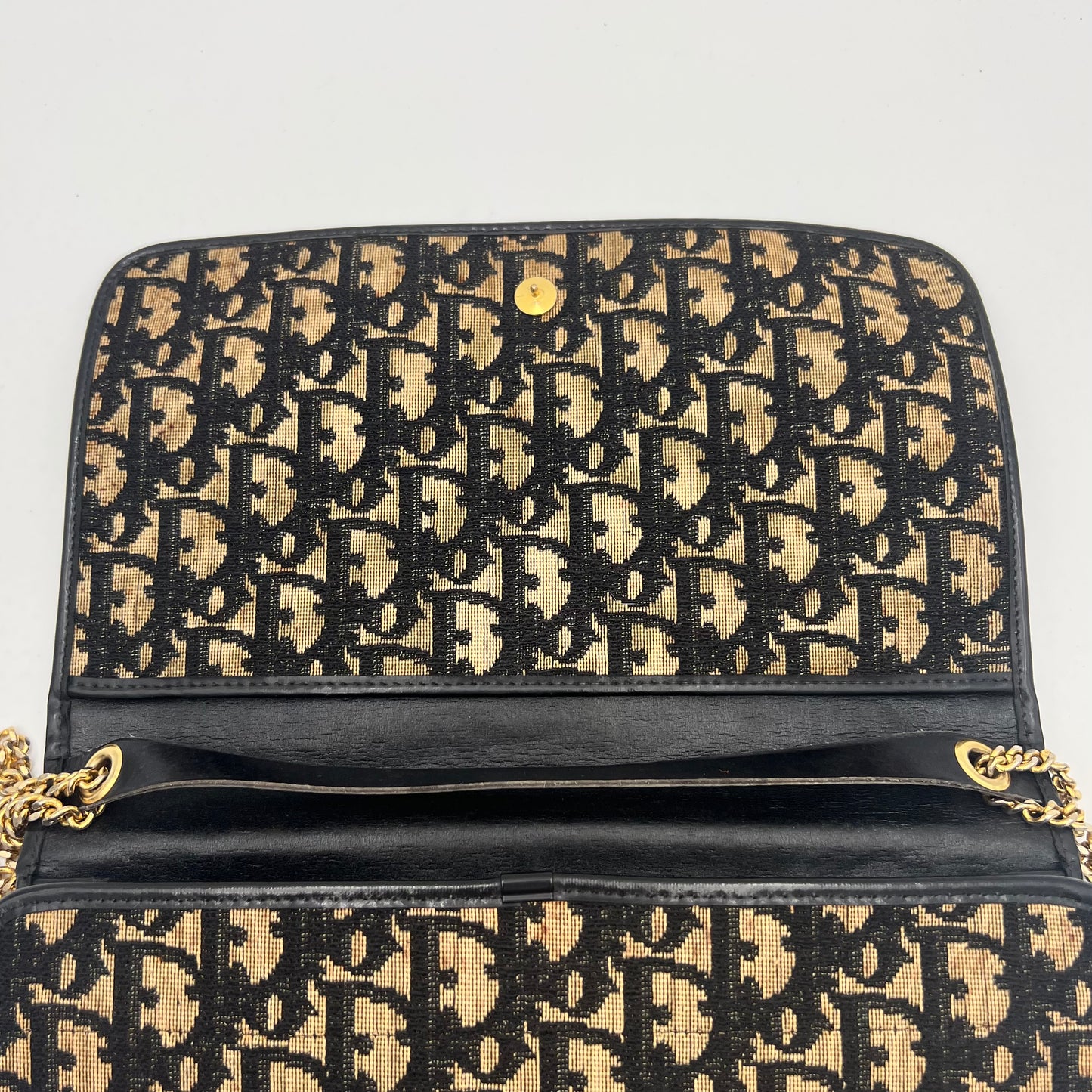 Christian Dior Blue Oblique Canvas CD Logo Full Flap Chain Bag