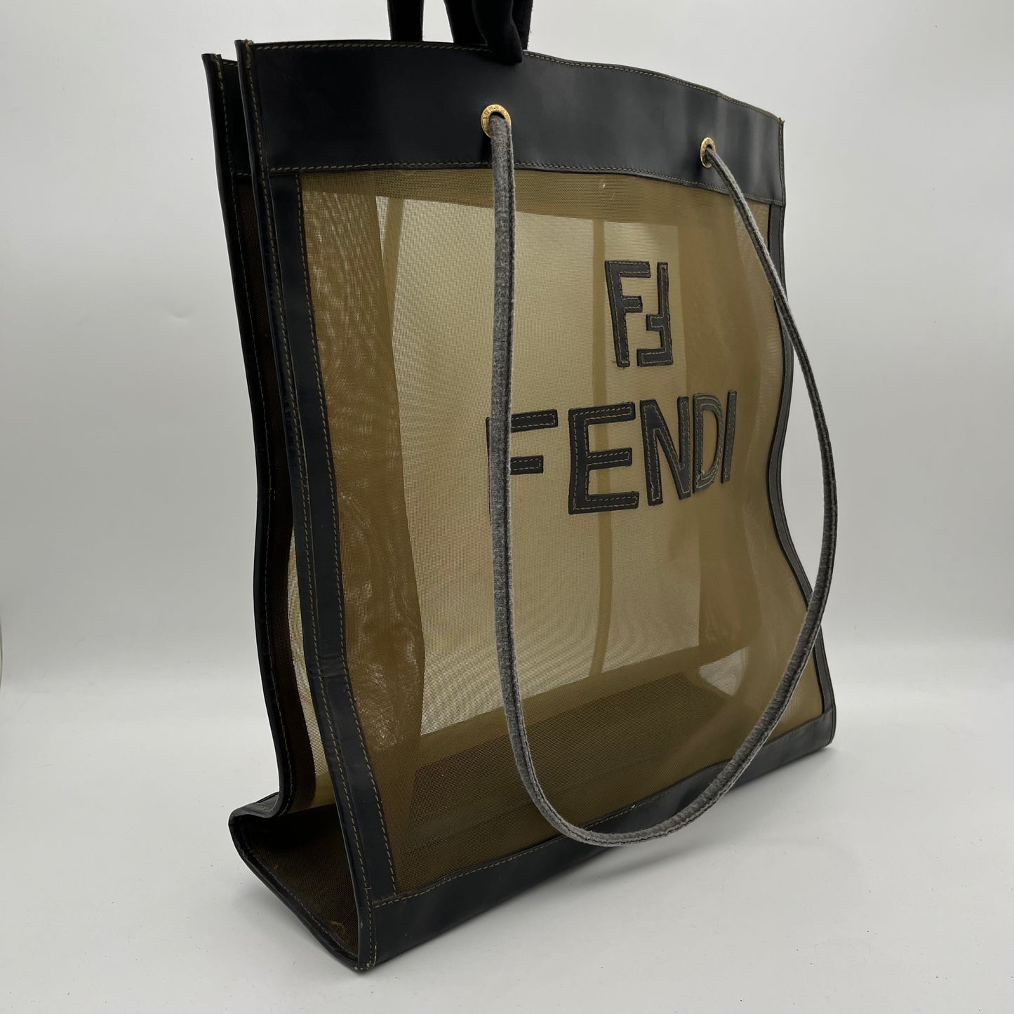 Fendi Logo Mesh Shopper Tote