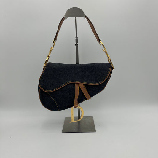 Christian Dior Blue Denim Saddle